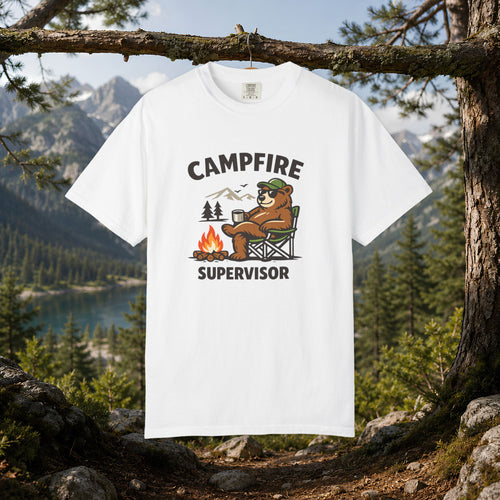 Campfire Supervisor T-Shirt — Funny Bear Camping Tee