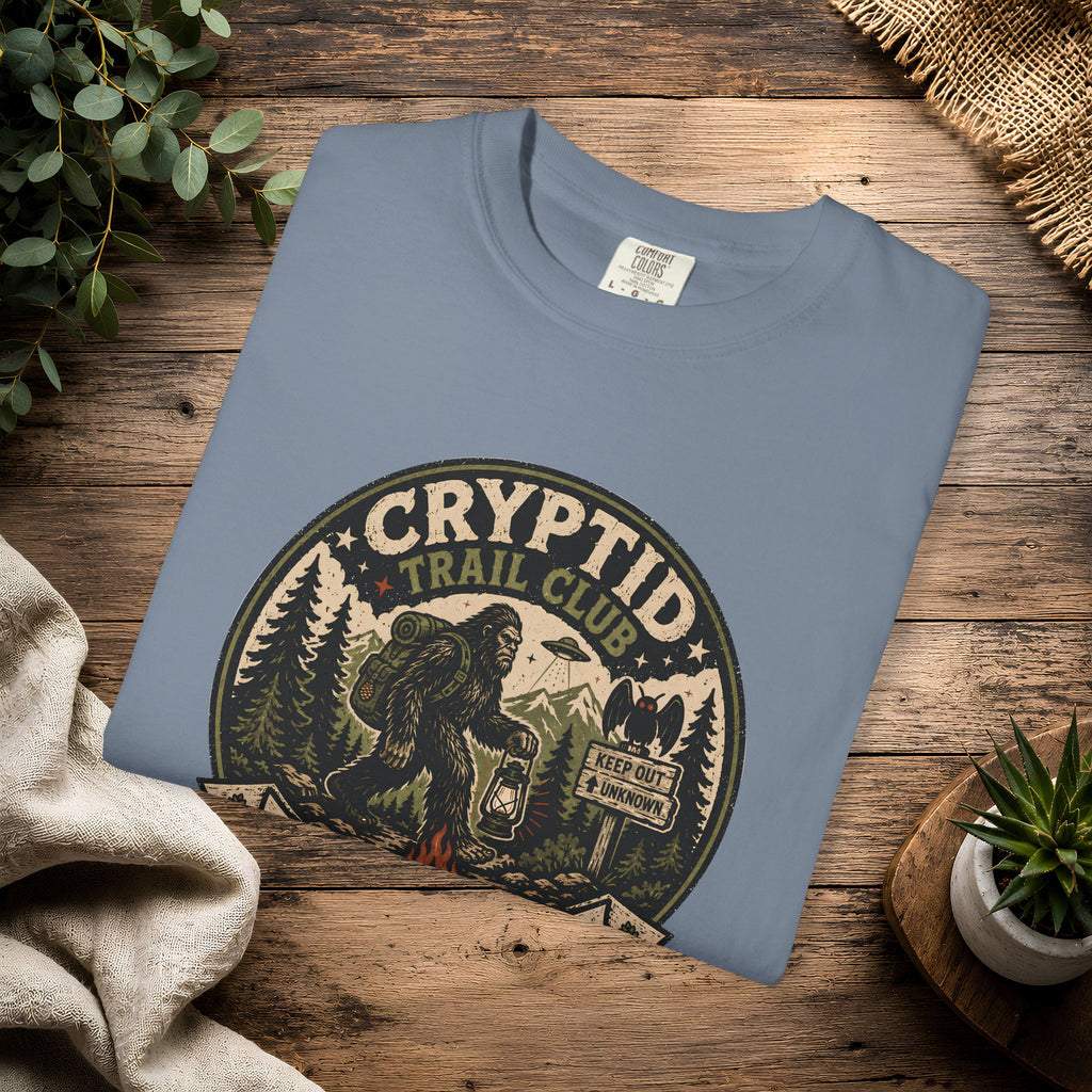 Cryptid Trail Club T-Shirt — "Take a Hike, Stay Hidden" Outdoor Sasquatch Tee