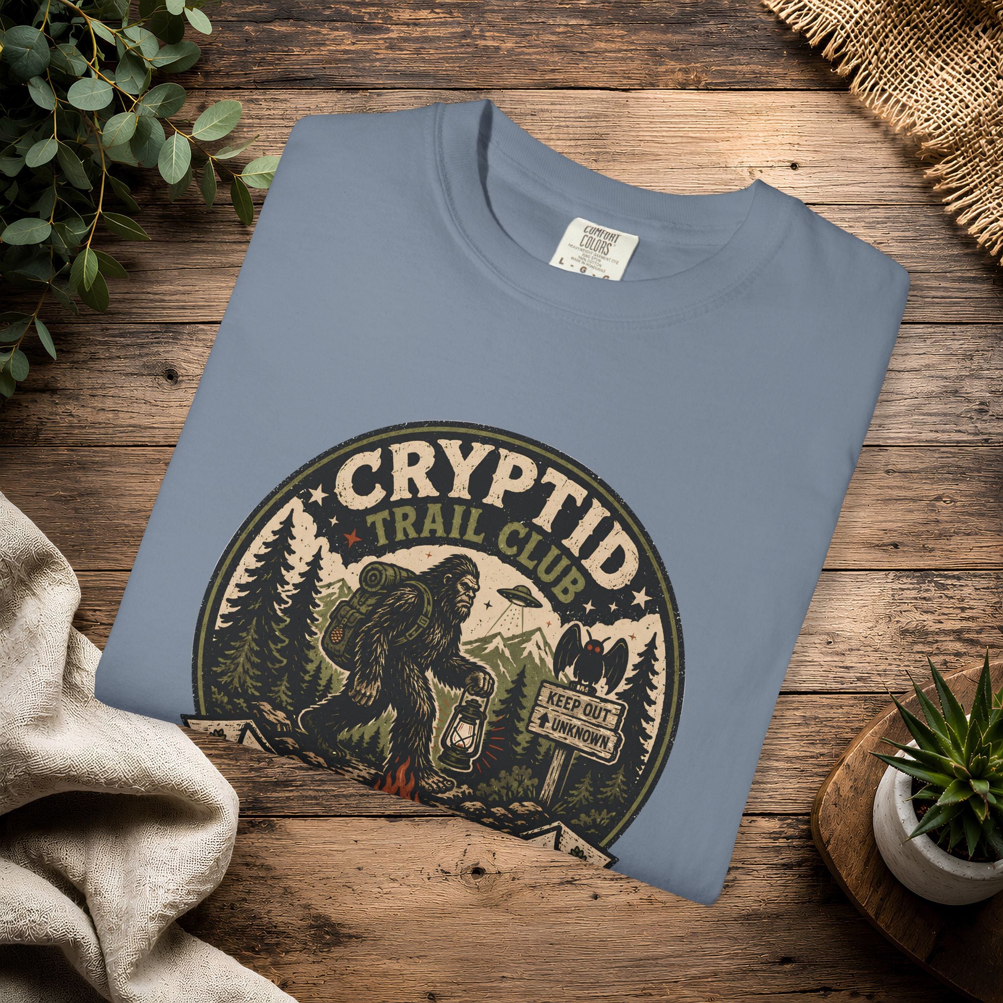 Cryptid Trail Club T-Shirt — "Take a Hike, Stay Hidden" Outdoor Sasquatch Tee
