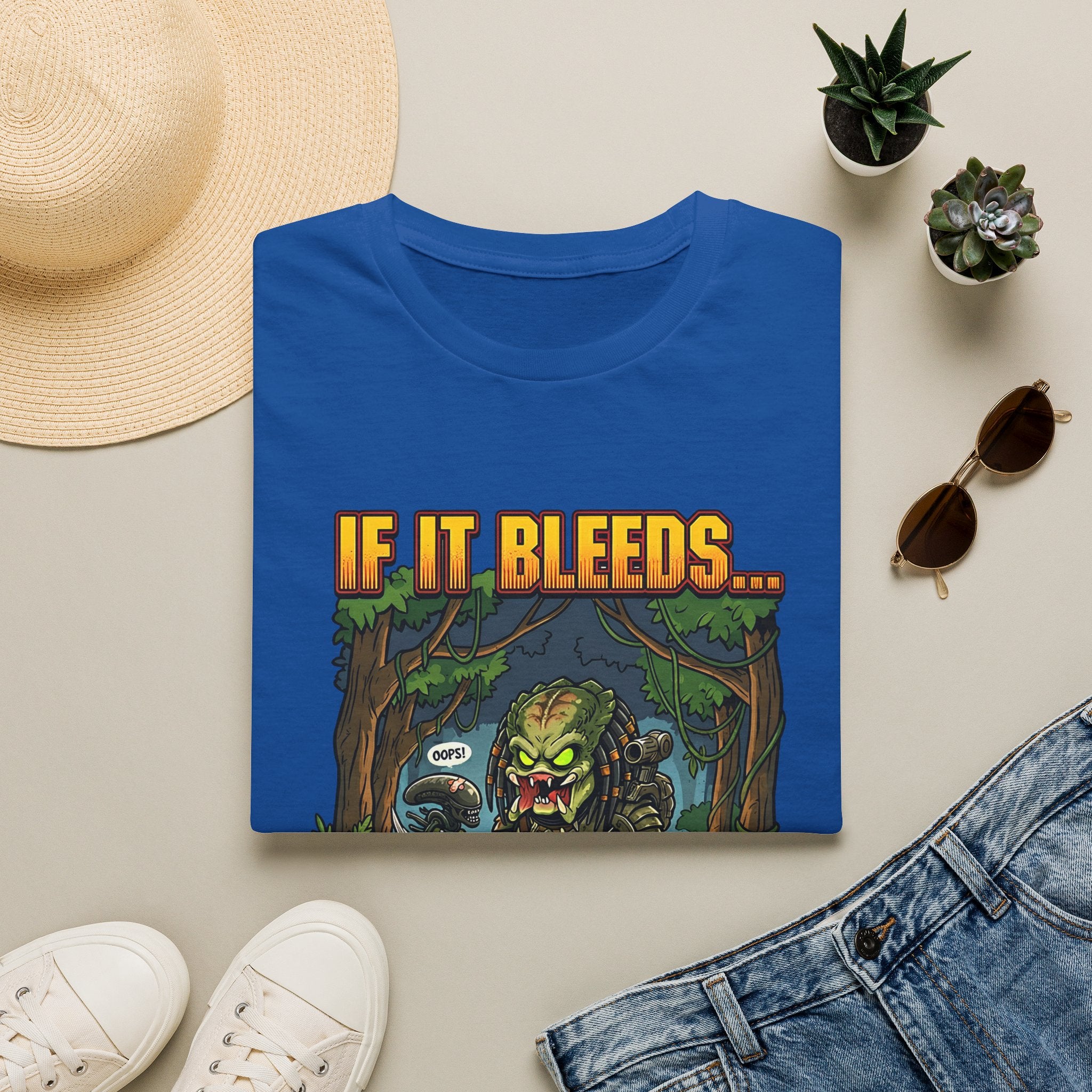 Predator "If It Bleeds" Forest Design T-Shirt | Horror Movie Character