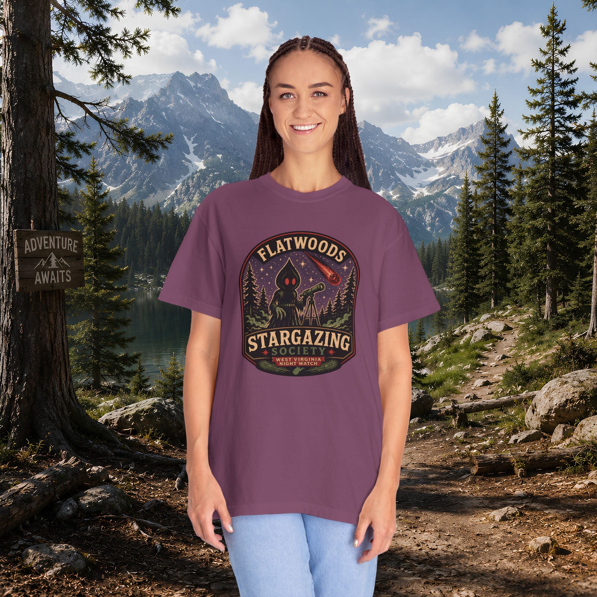 Flatwoods Stargazing Society T‑Shirt — Night Sky Adventure Tee