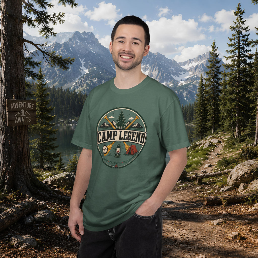 Camp Legend T-Shirt — Vintage Camping Badge Tee