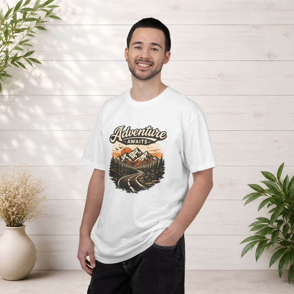 Adventure Awaits T-Shirt — Scenic Mountain Road Graphic Tee