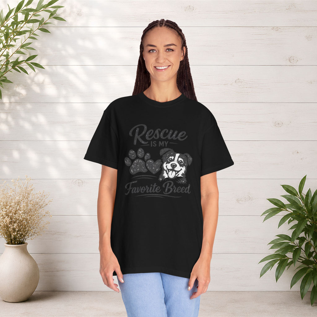 Rescue Is My Favorite Breed T-Shirt — Dog Rescue Paw Print Tee