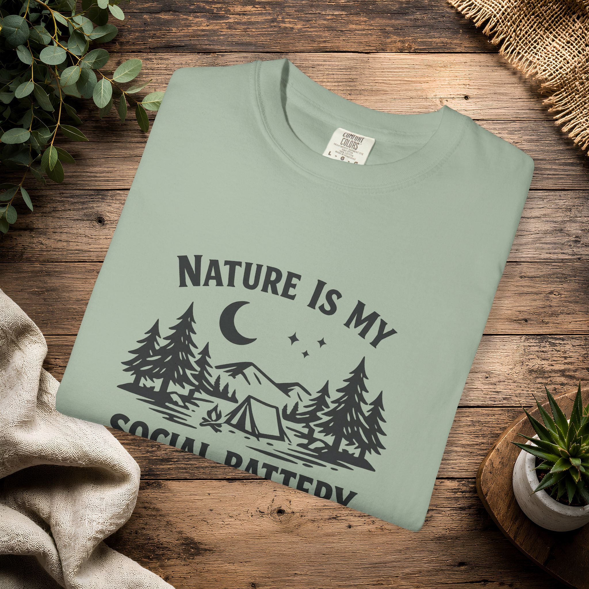 Nature Is My Social Battery T-Shirt — Outdoor Enthusiast Graphic Tee