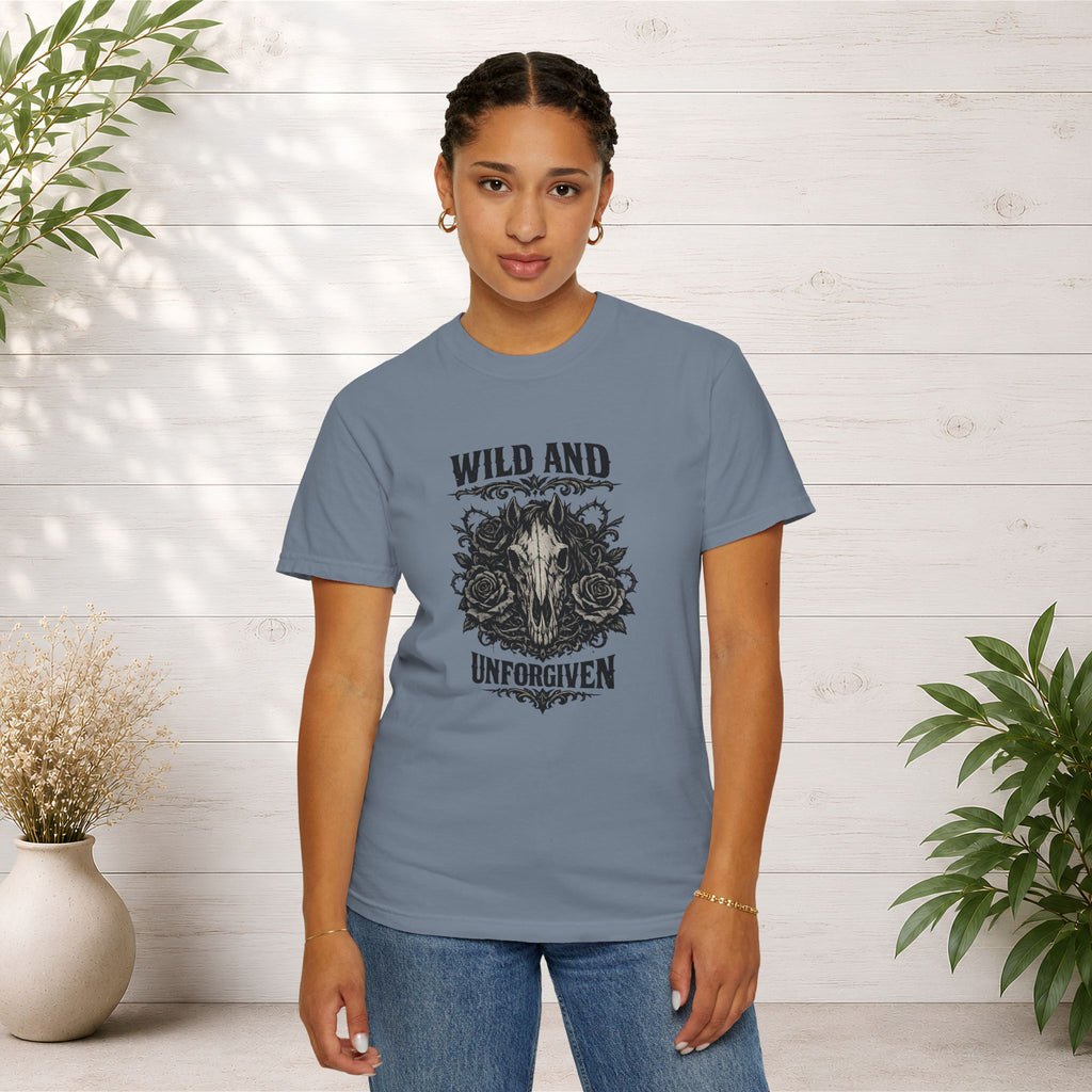 Wild and Unforgiven Skull Tee – Horse Rider Graphic T-Shirt