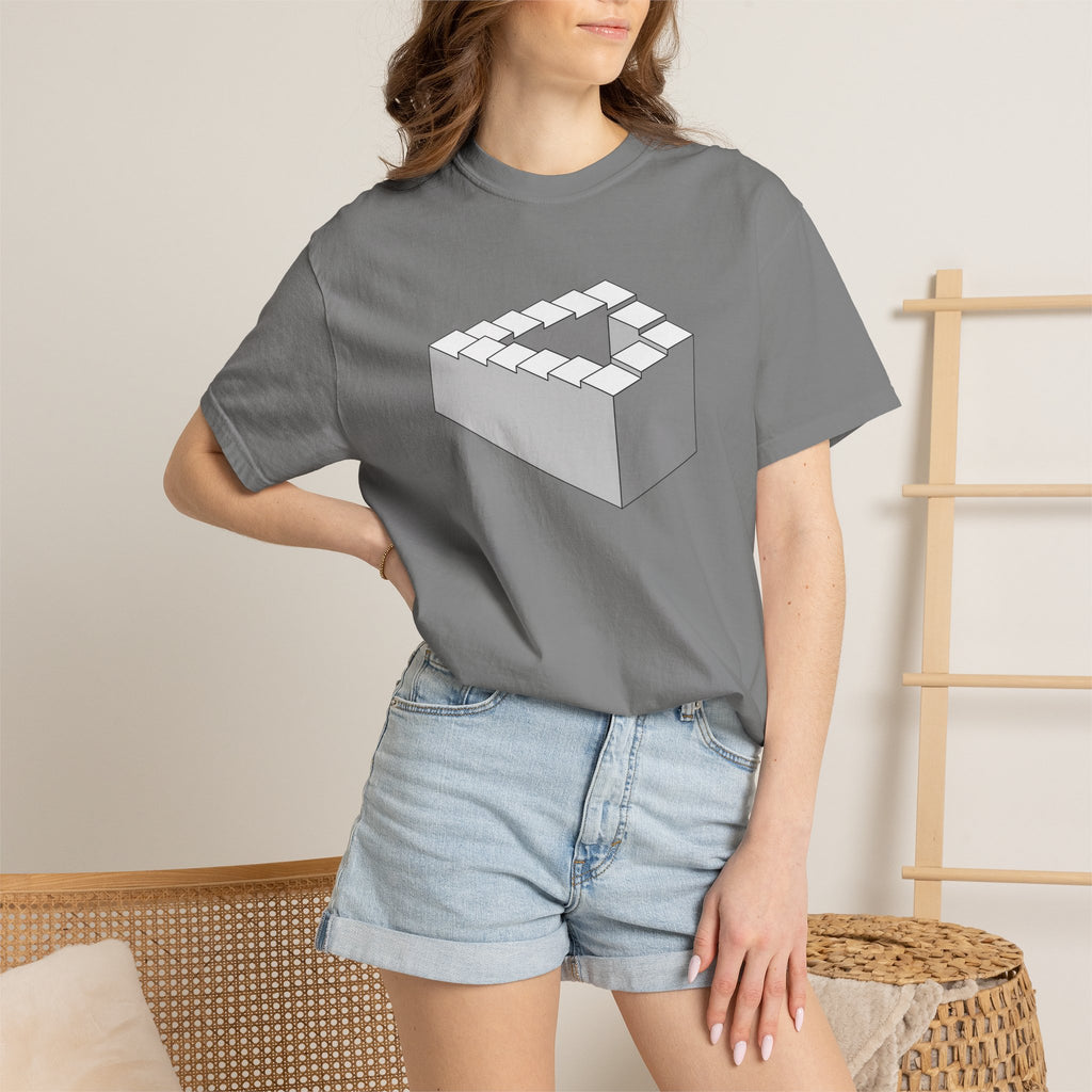 Optical Illusion Staircase Tee — Impossible Step Graphic T-Shirt