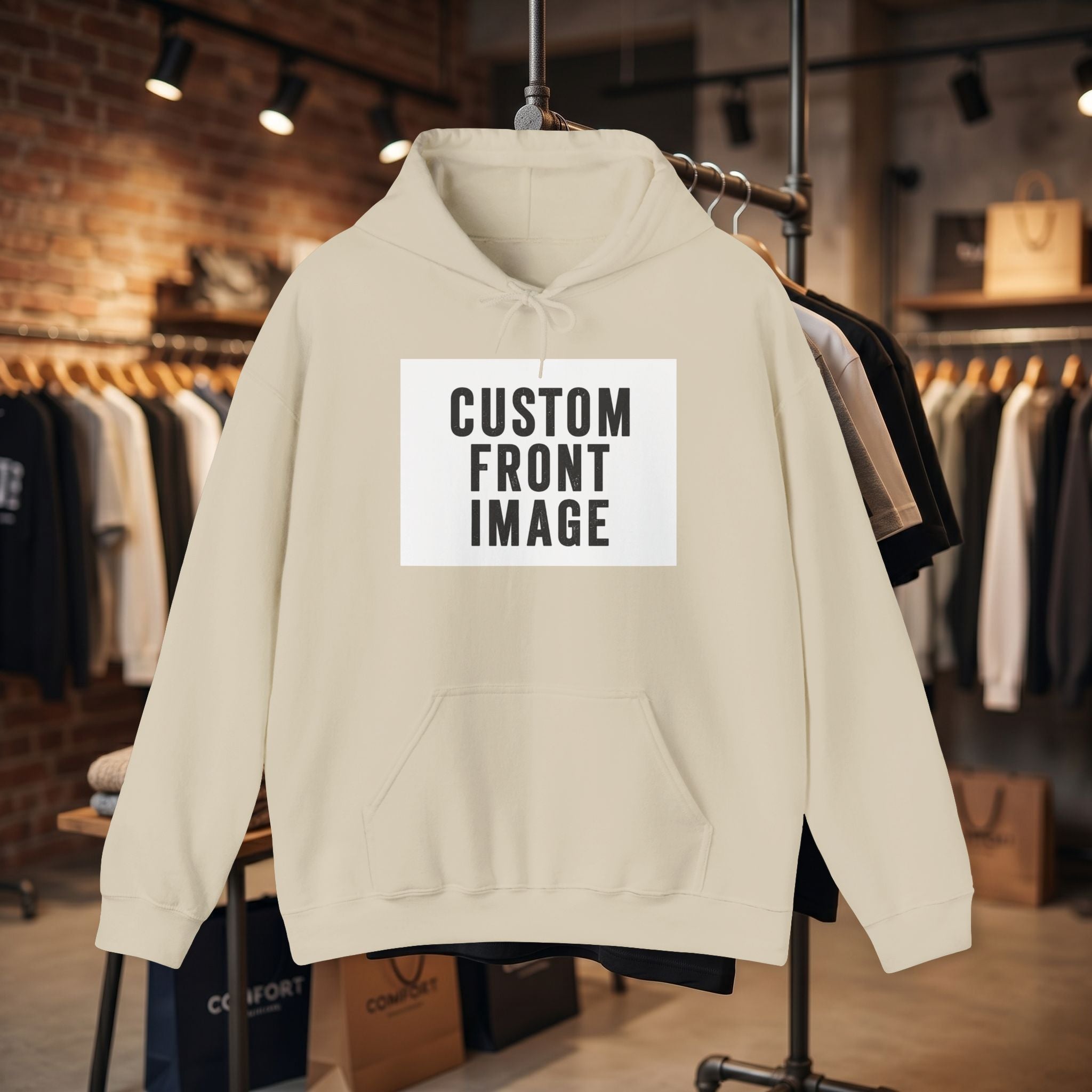 Custom Front Image Hoodie — Personalized White Pullover Hooded Sweatshirt