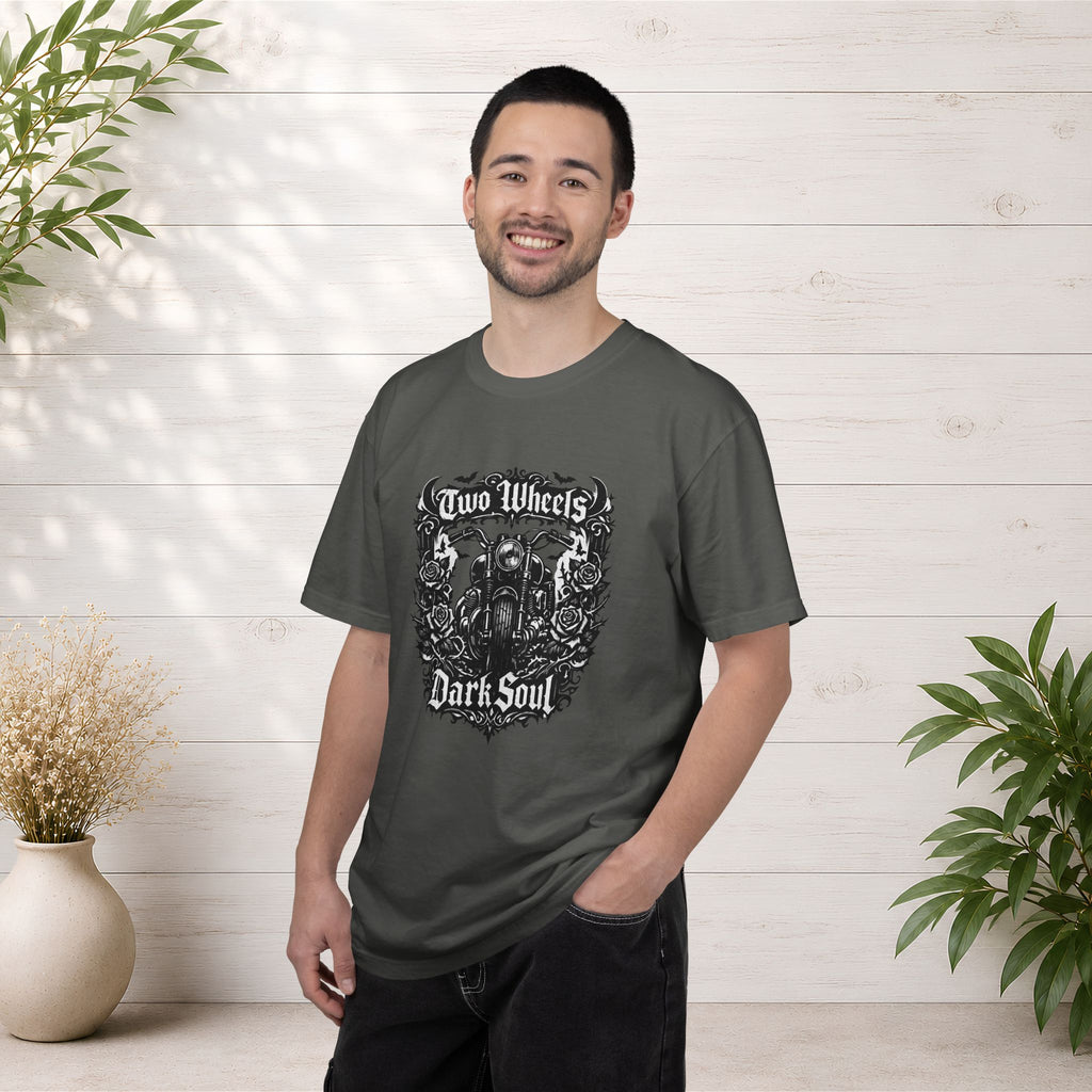 Dark Soul Motorcycle T-Shirt — "Two Wheels Dark Soul" Biker Graphic Tee
