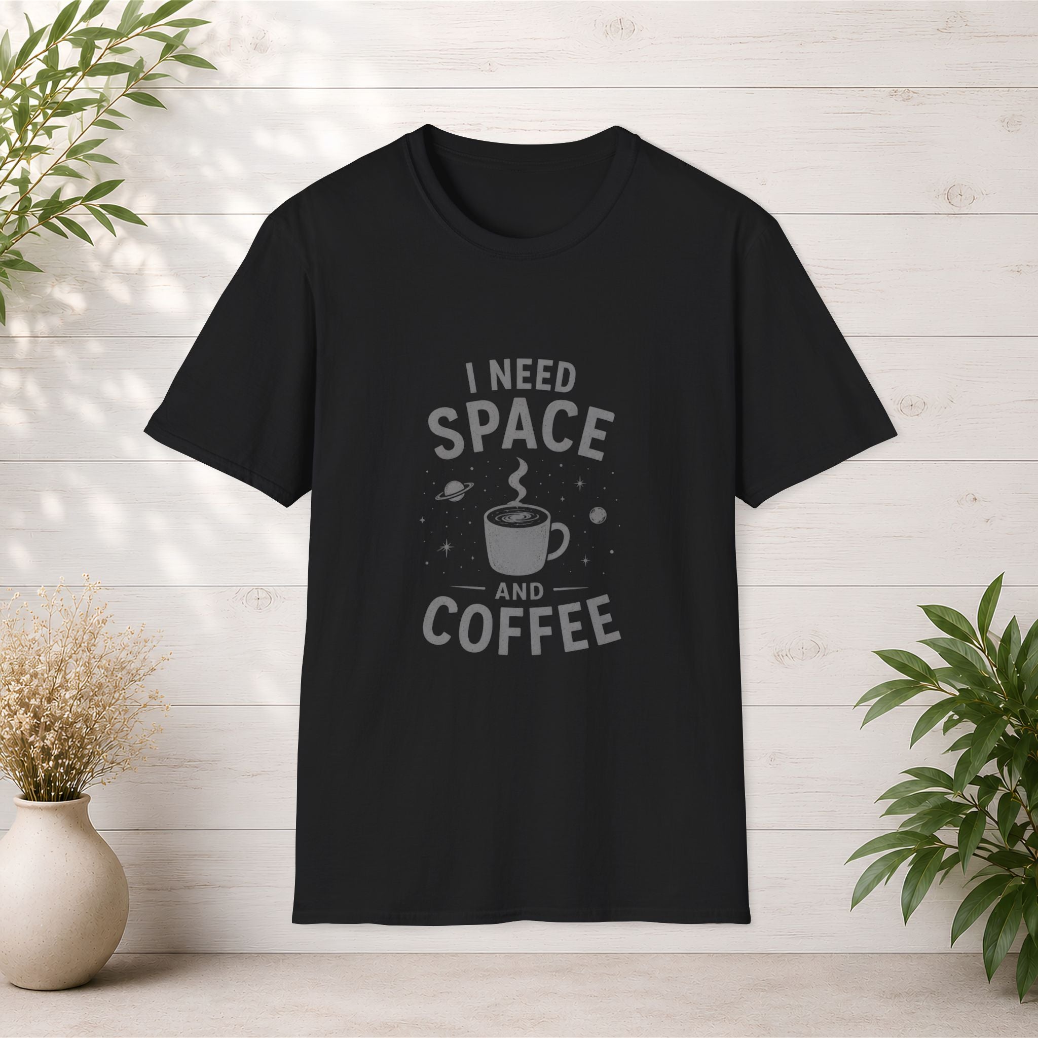 I Need Space and Coffee T-Shirt | Space Coffee Graphic Tee
