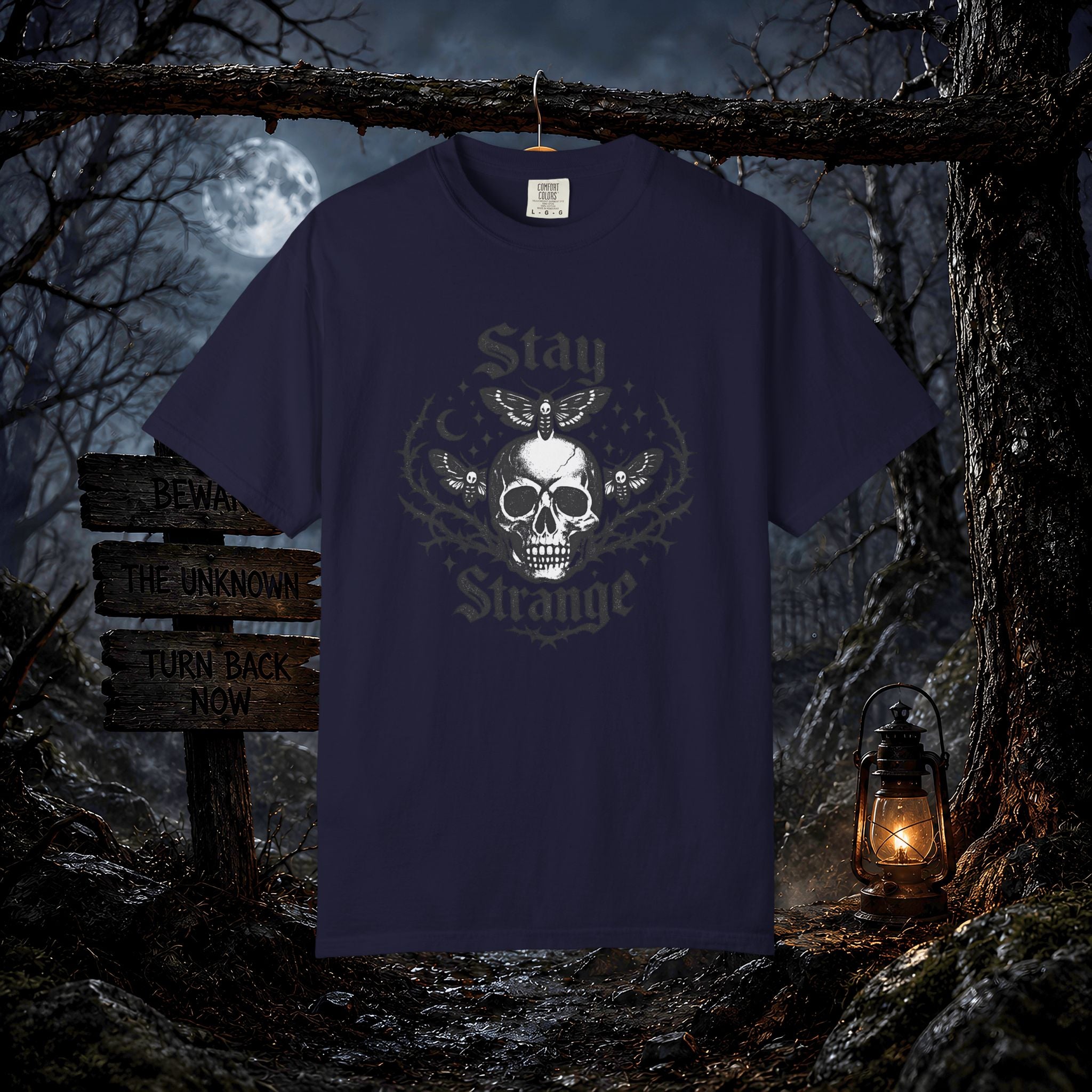 Stay Strange Skull T-Shirt — Gothic Skull Graphic Tee