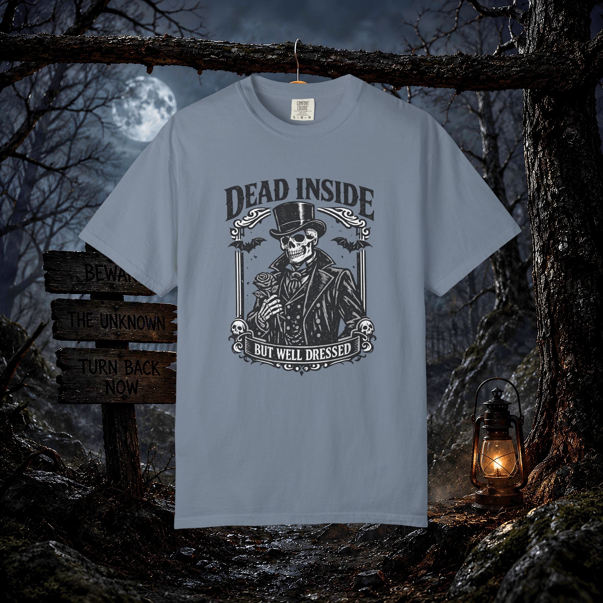 Dead Inside But Well Dressed T-Shirt — Gothic Skeleton Vintage Graphic Tee