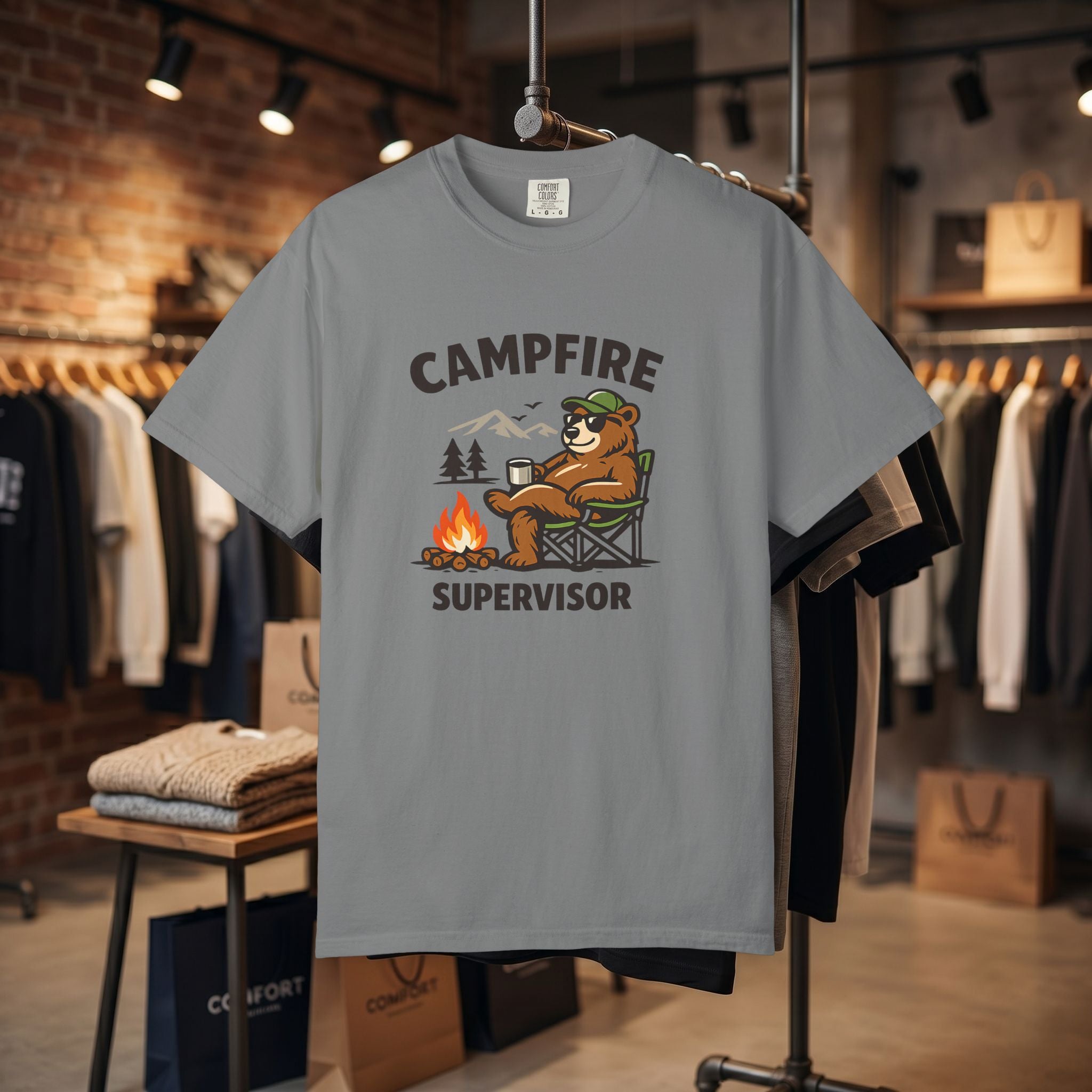 Campfire Supervisor T-Shirt — Funny Bear Camping Tee