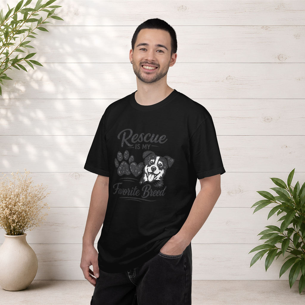Rescue Is My Favorite Breed T-Shirt — Dog Rescue Paw Print Tee