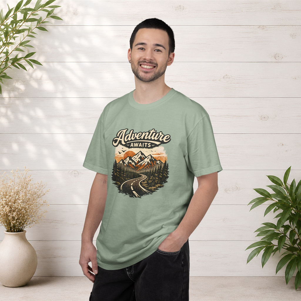 Adventure Awaits T-Shirt — Scenic Mountain Road Graphic Tee