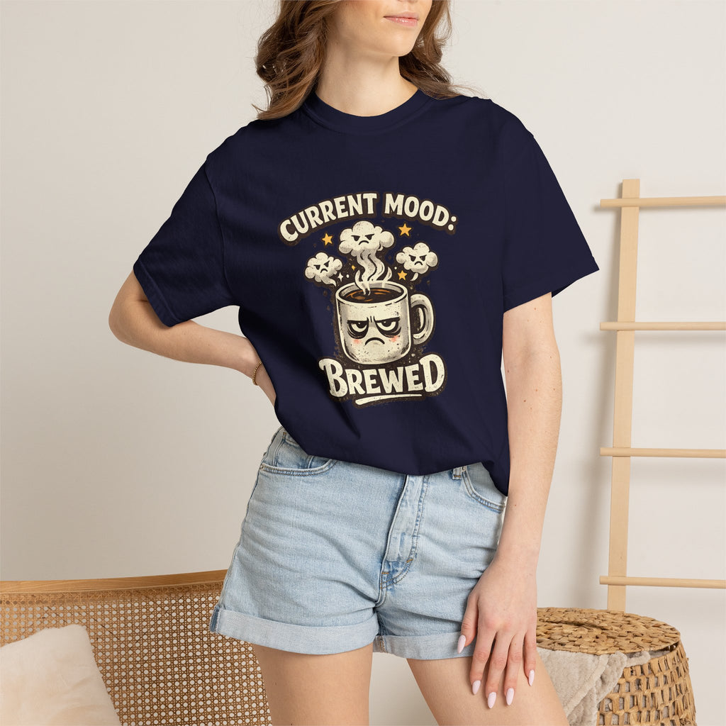 Coffee T-Shirt — "Current Mood: Brewed" Graphic Tee