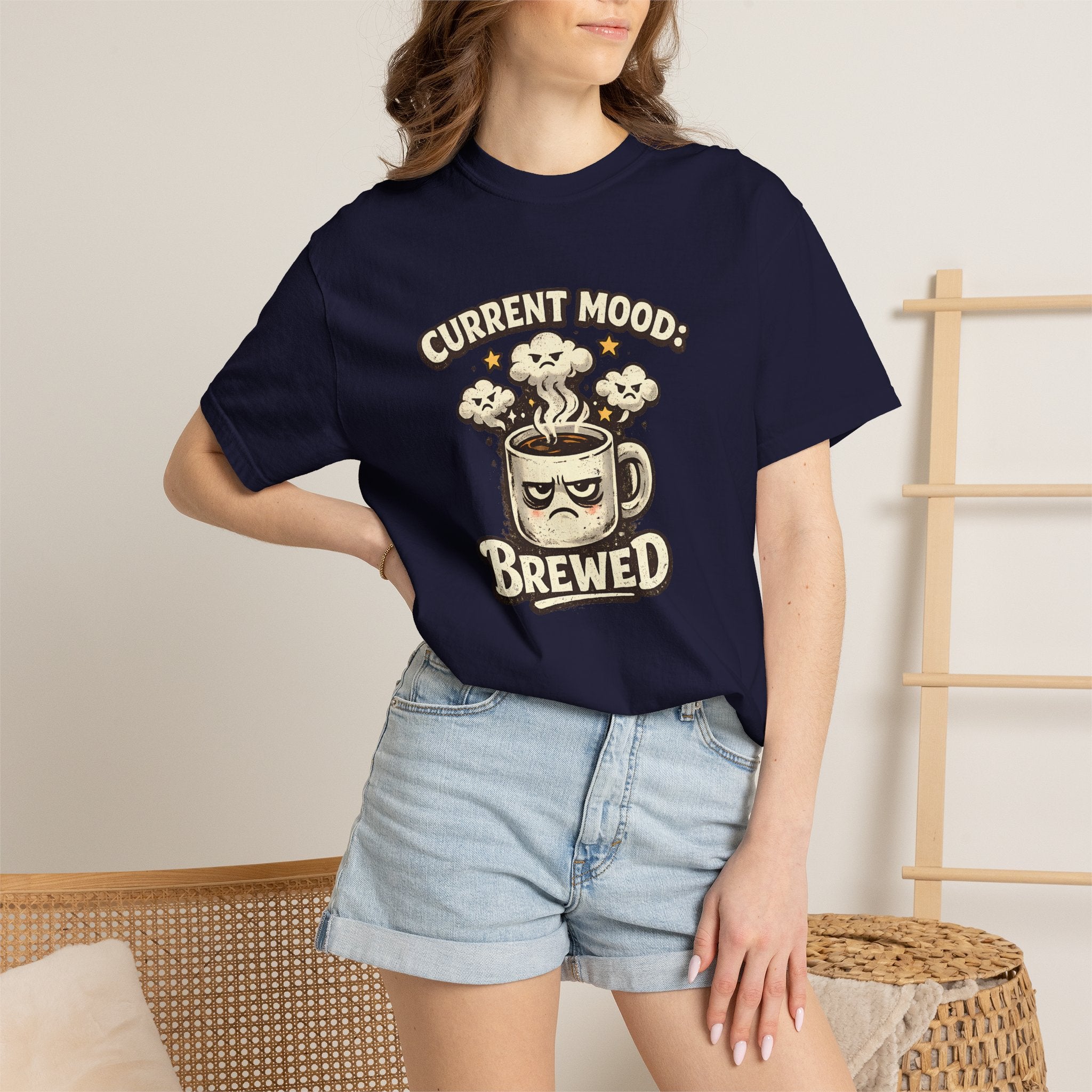 Coffee T-Shirt — "Current Mood: Brewed" Graphic Tee