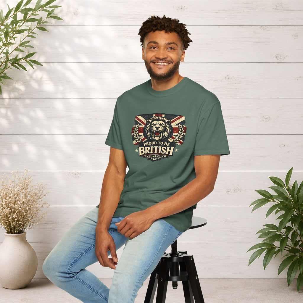 British Lion T-Shirt — "Proud to Be British" Union Jack Graphic Tee