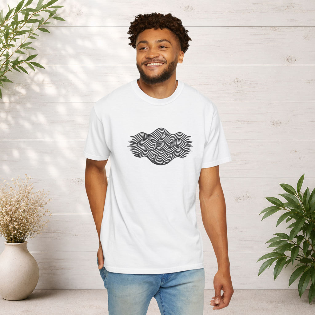 Minimal Wave Graphic T-Shirt — Abstract Line Art Tee