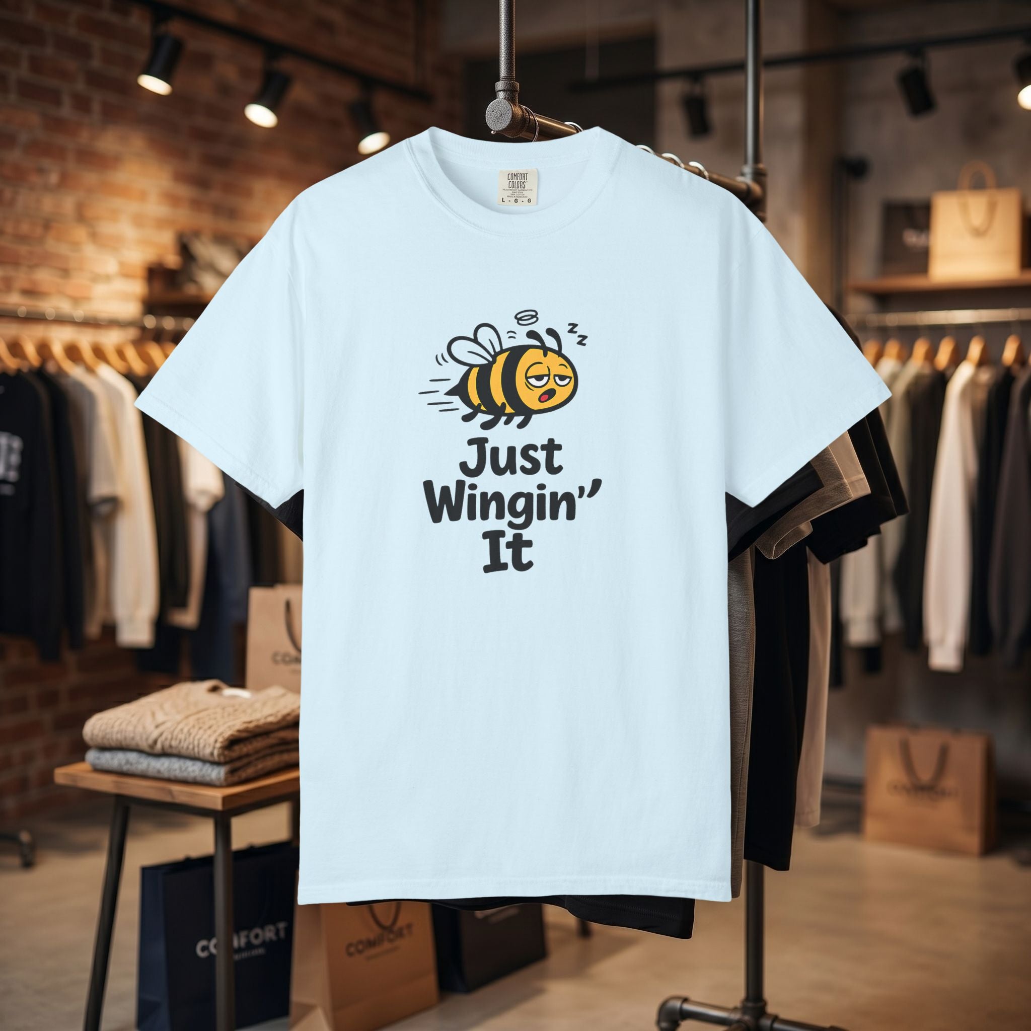Just Wingin' It Bee T-Shirt — Funny Bee Graphic Tee