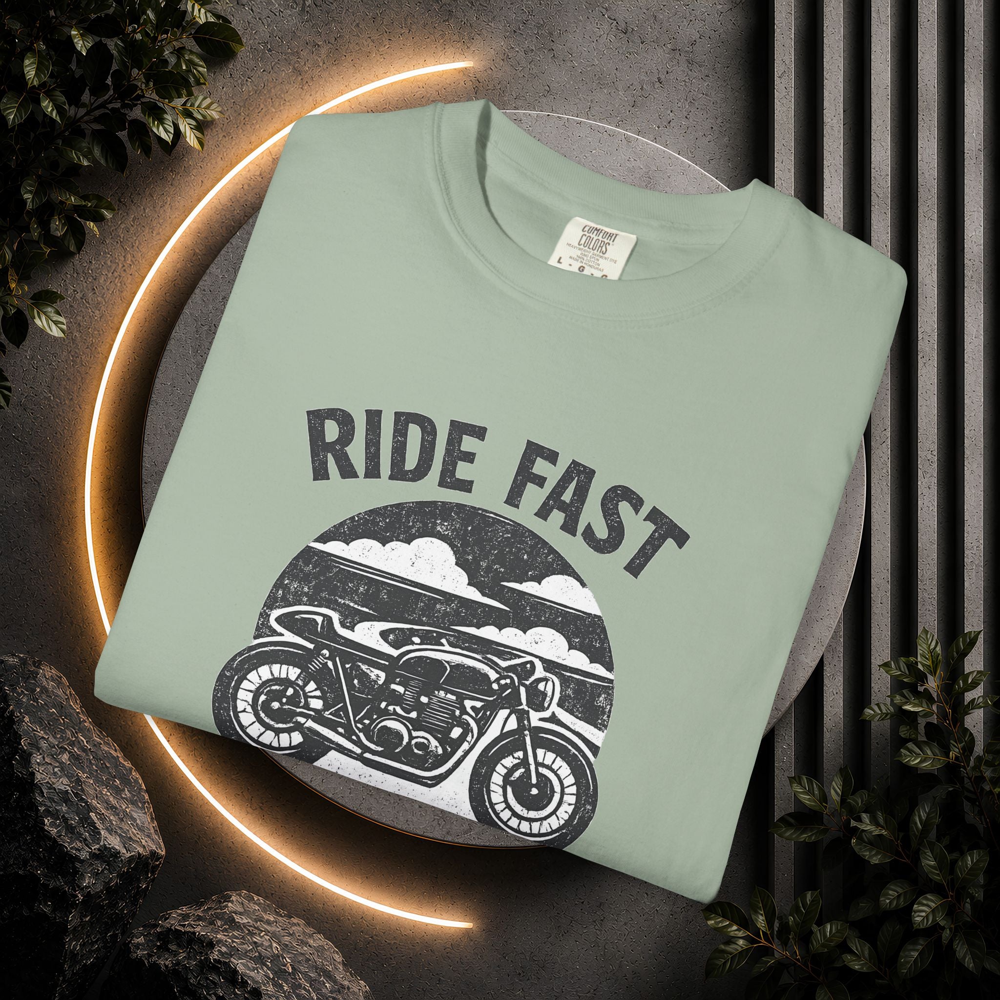 Ride Fast Live Free Motorcycle T-Shirt — Vintage Biker Tee for Riders