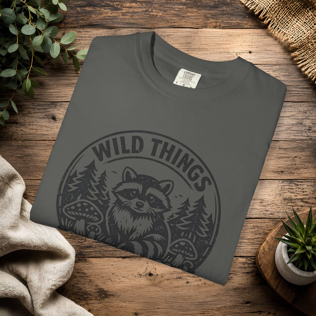 “Wild Things Welcome” Raccoon Forest Graphic T-Shirt