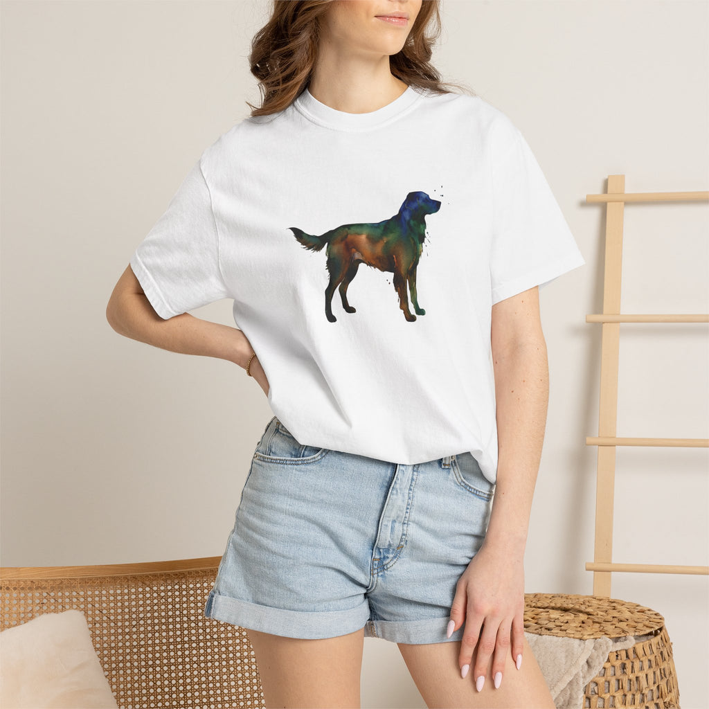 Golden Retriever Silhouette T-Shirt — Colorful Dog Graphic Tee for Pet Lovers