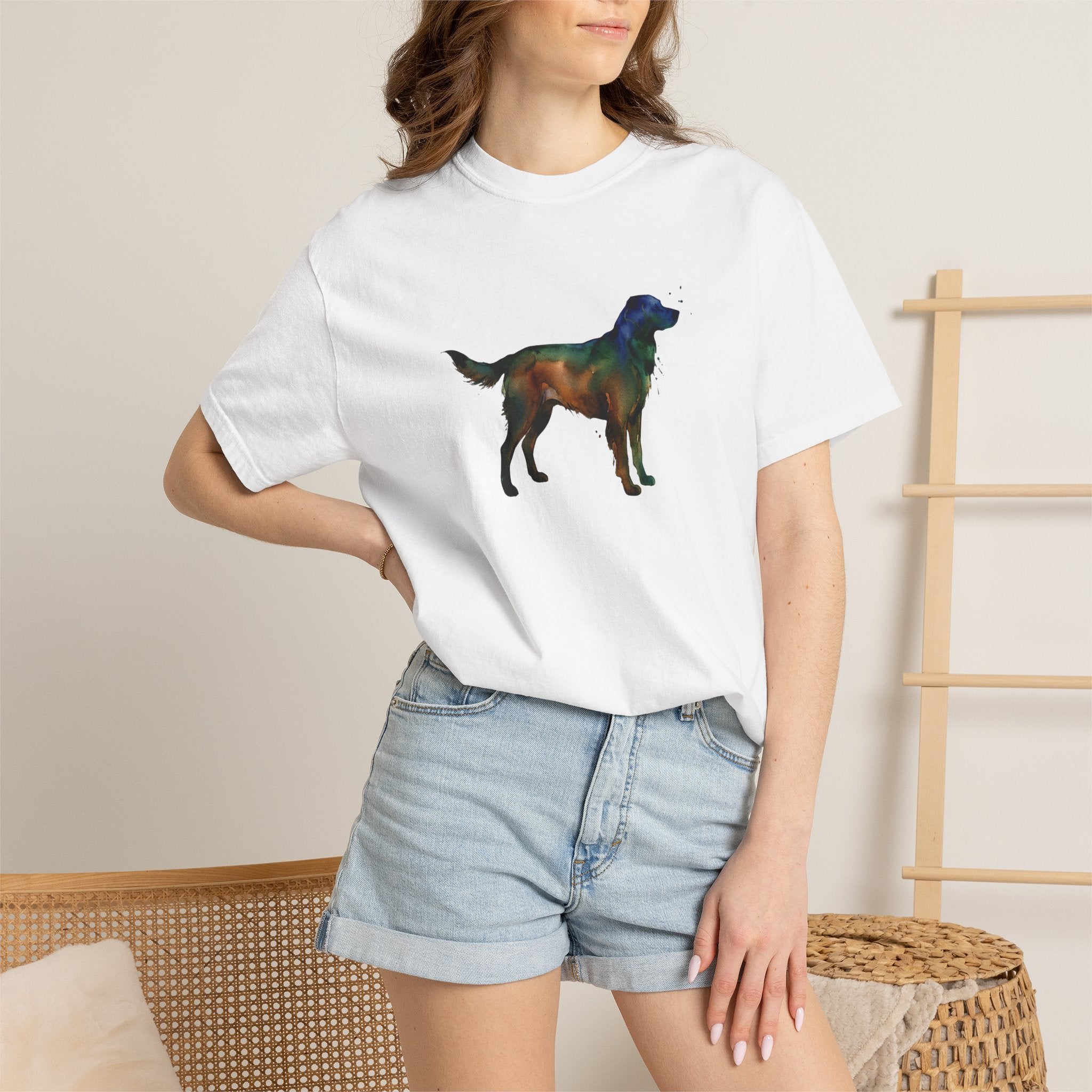 Golden Retriever Silhouette T-Shirt — Colorful Dog Graphic Tee for Pet Lovers