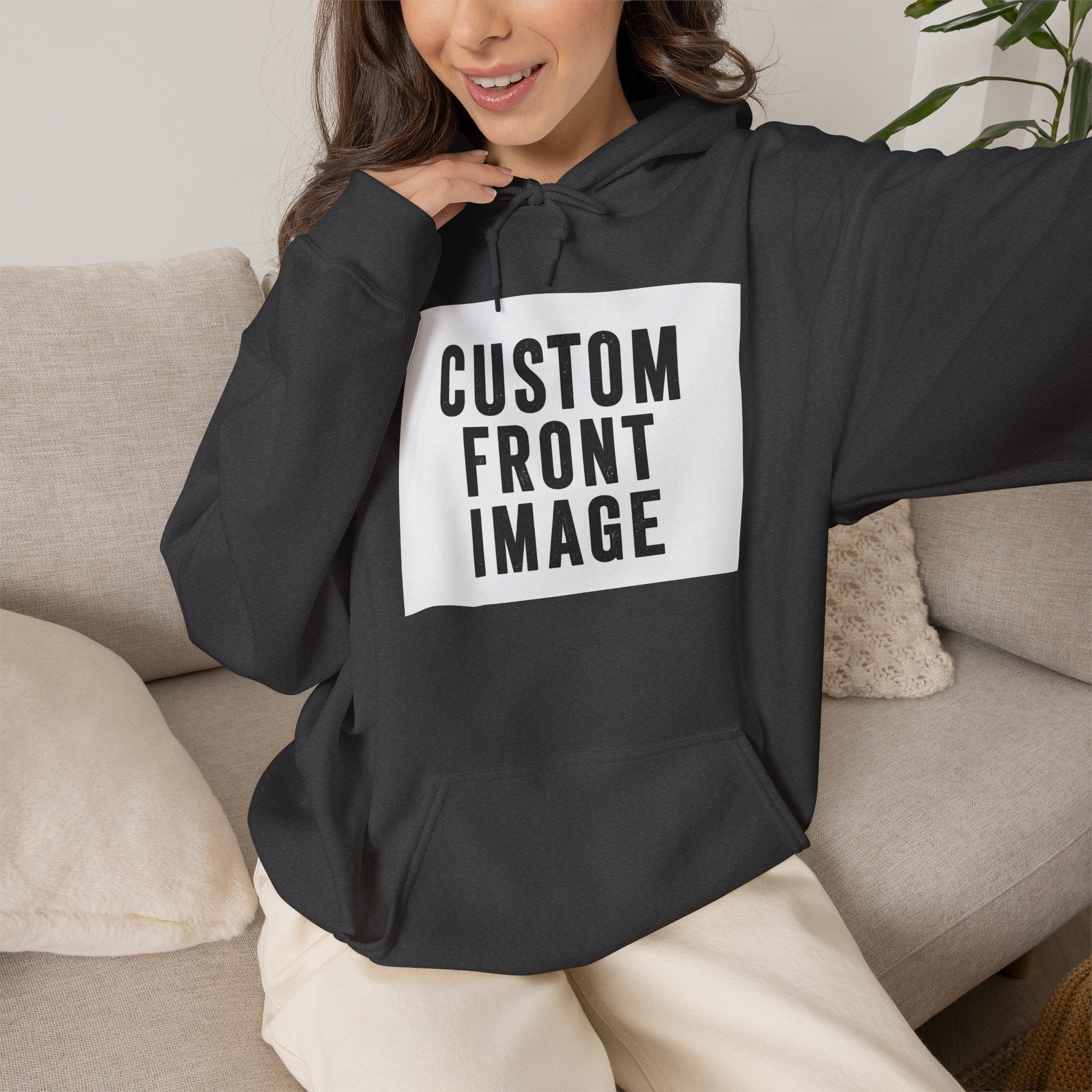 Custom Front Image Hoodie — Personalized White Pullover Hooded Sweatshirt