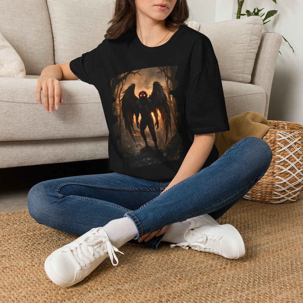 Mothman Cryptid Illustration T-Shirt | Dark Horror Graphic