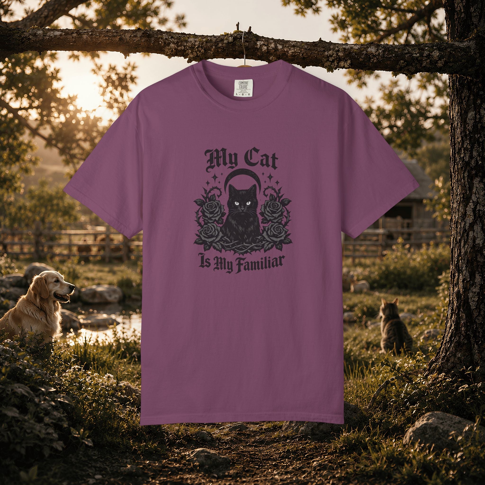 My Cat Is My Familiar T-Shirt — Gothic Cat Witch Tee