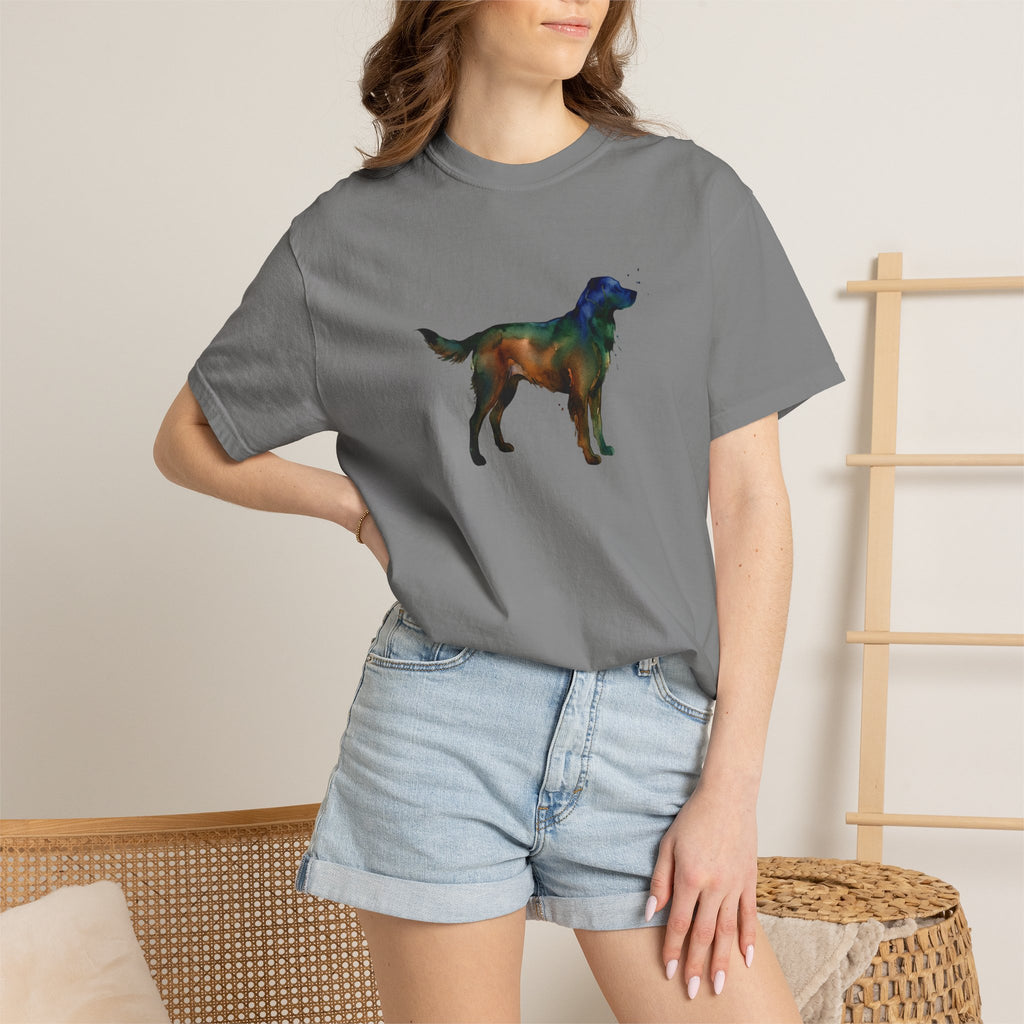 Golden Retriever Silhouette T-Shirt — Colorful Dog Graphic Tee for Pet Lovers