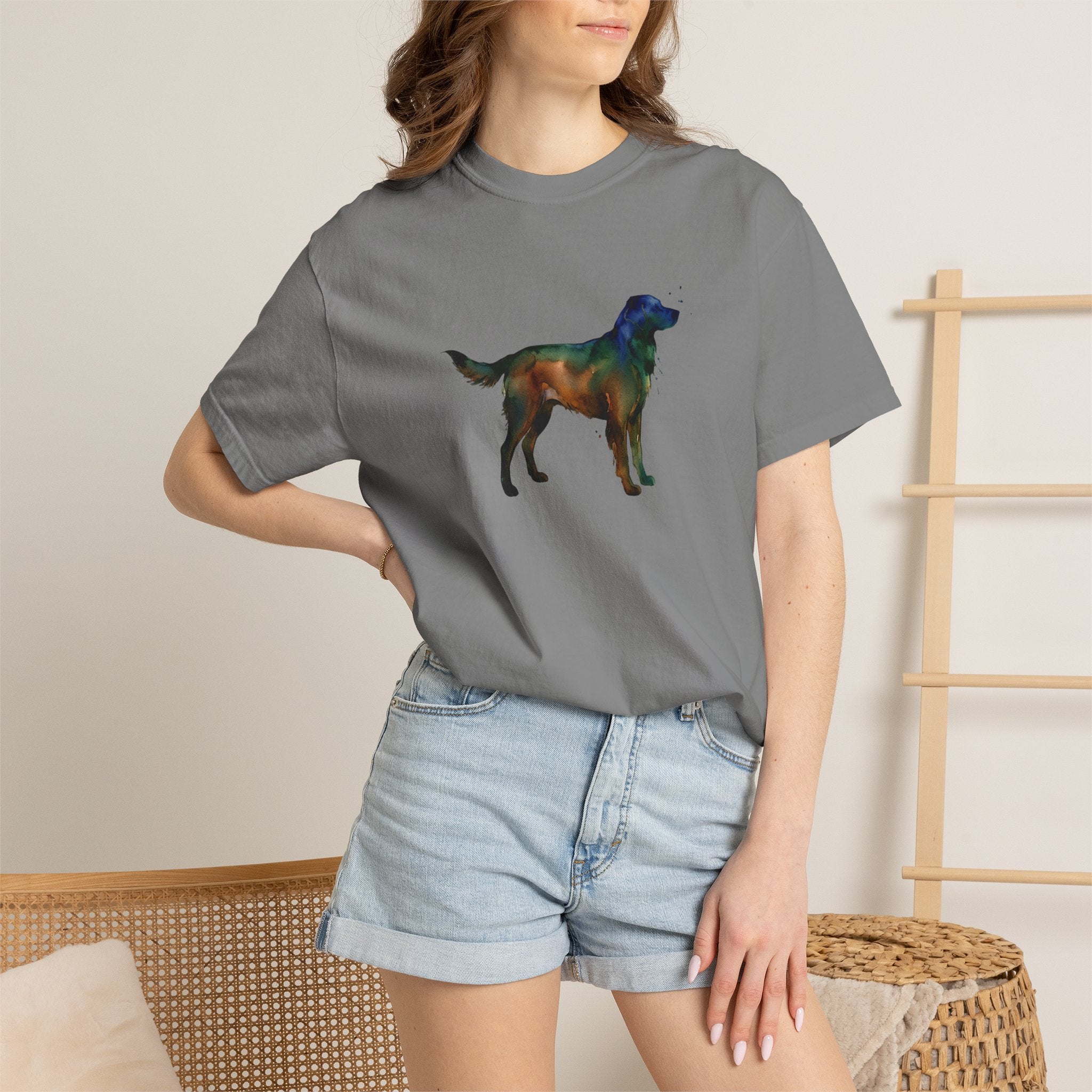 Golden Retriever Silhouette T-Shirt — Colorful Dog Graphic Tee for Pet Lovers