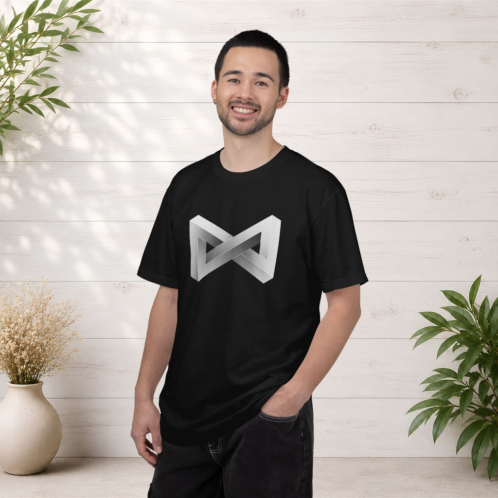 Optical Illusion Logo T-Shirt — Minimal Monochrome Infinity Design