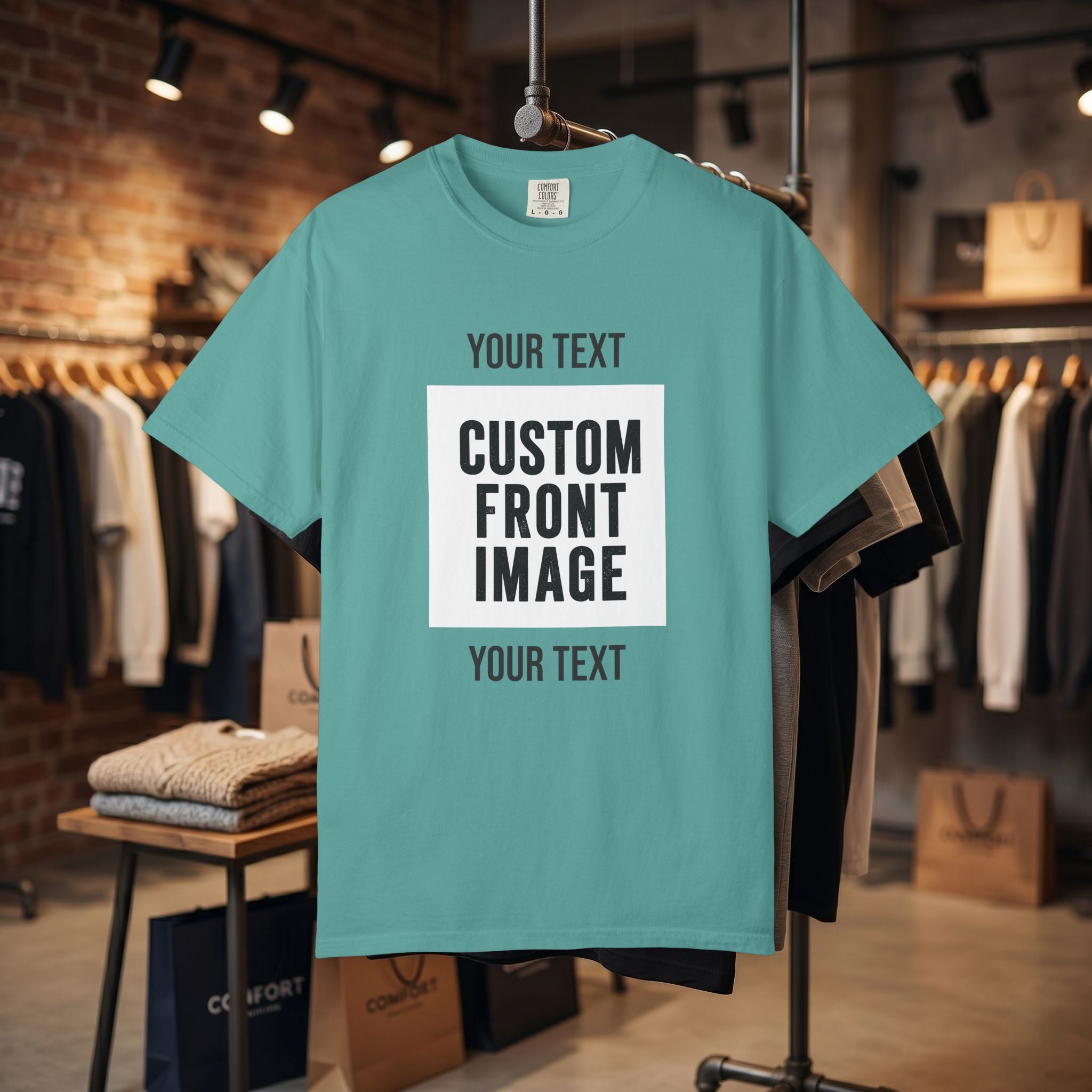 Custom Front Square Print T-Shirt — Personalized Text & Image Tee