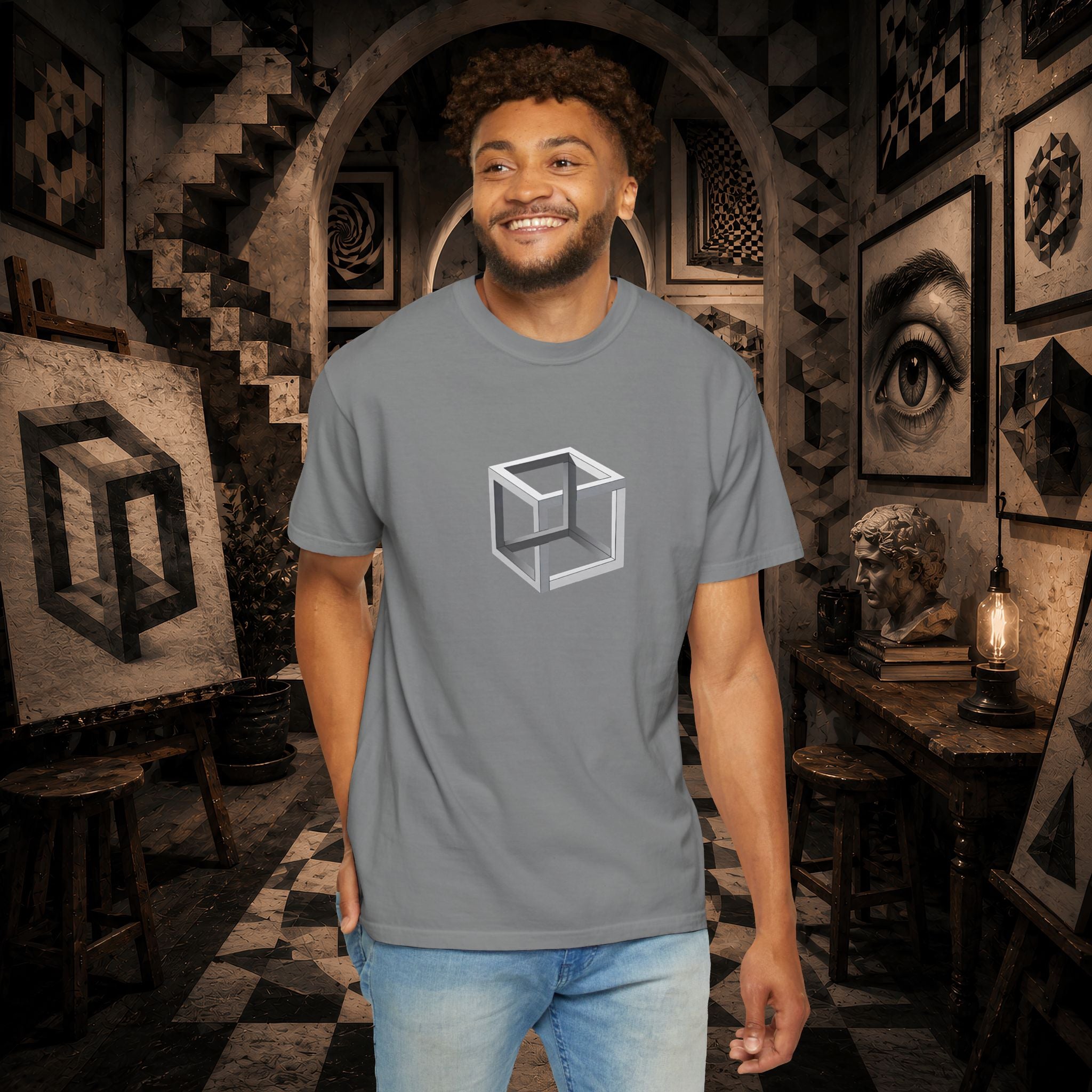 Optical Illusion Cube Depth T-Shirt