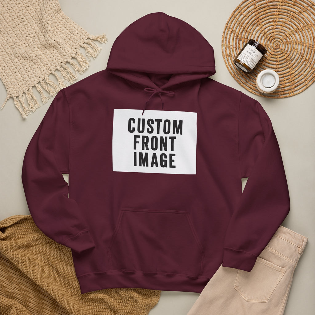 Custom Front Image Hoodie — Personalized White Pullover Hooded Sweatshirt