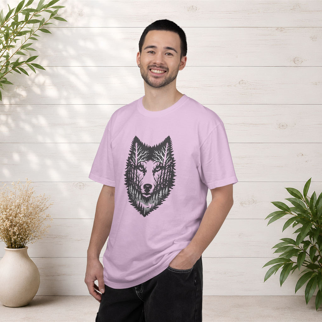 Wolf Forest T-Shirt — Geometric Woodland Wolf Graphic Tee