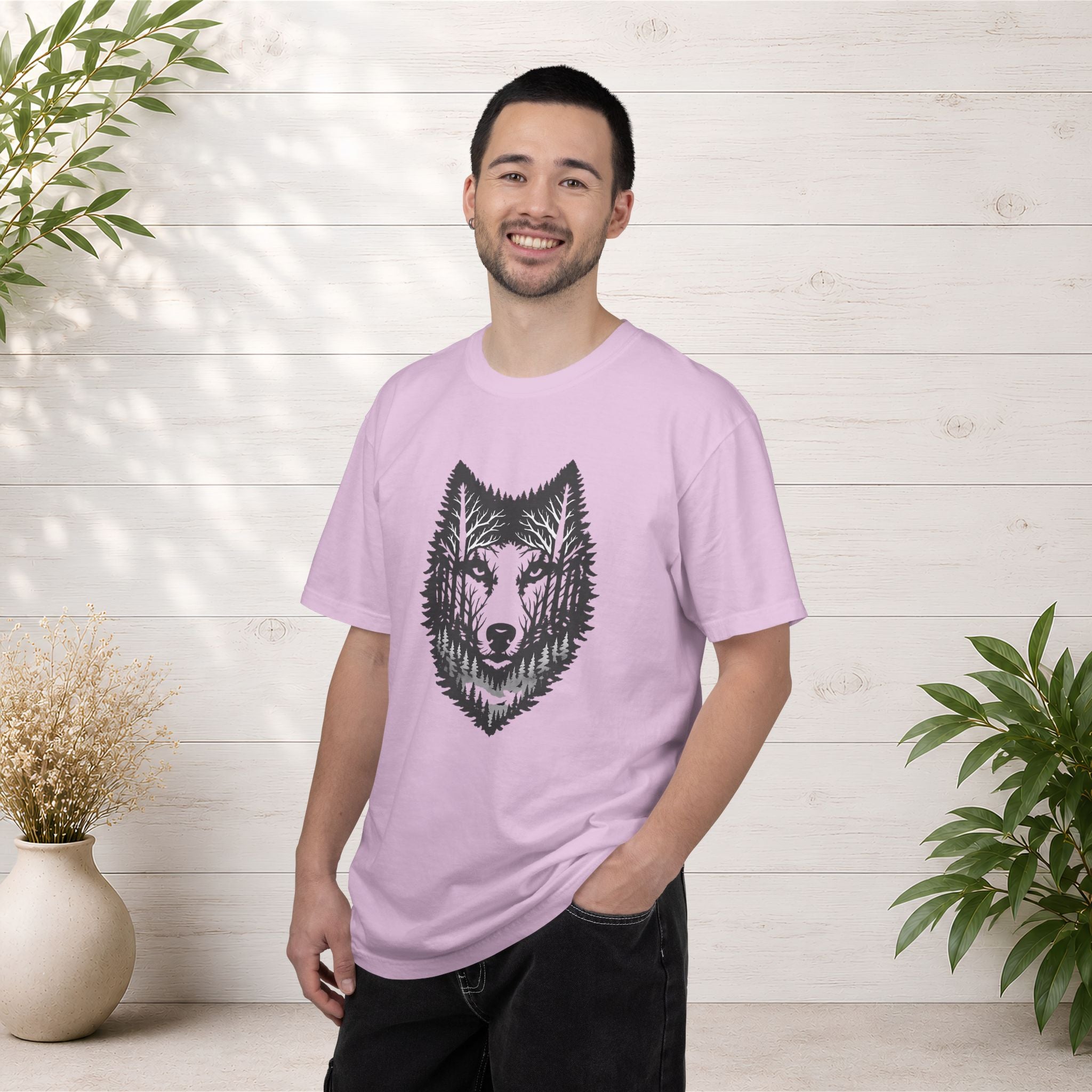 Wolf Forest T-Shirt — Geometric Woodland Wolf Graphic Tee