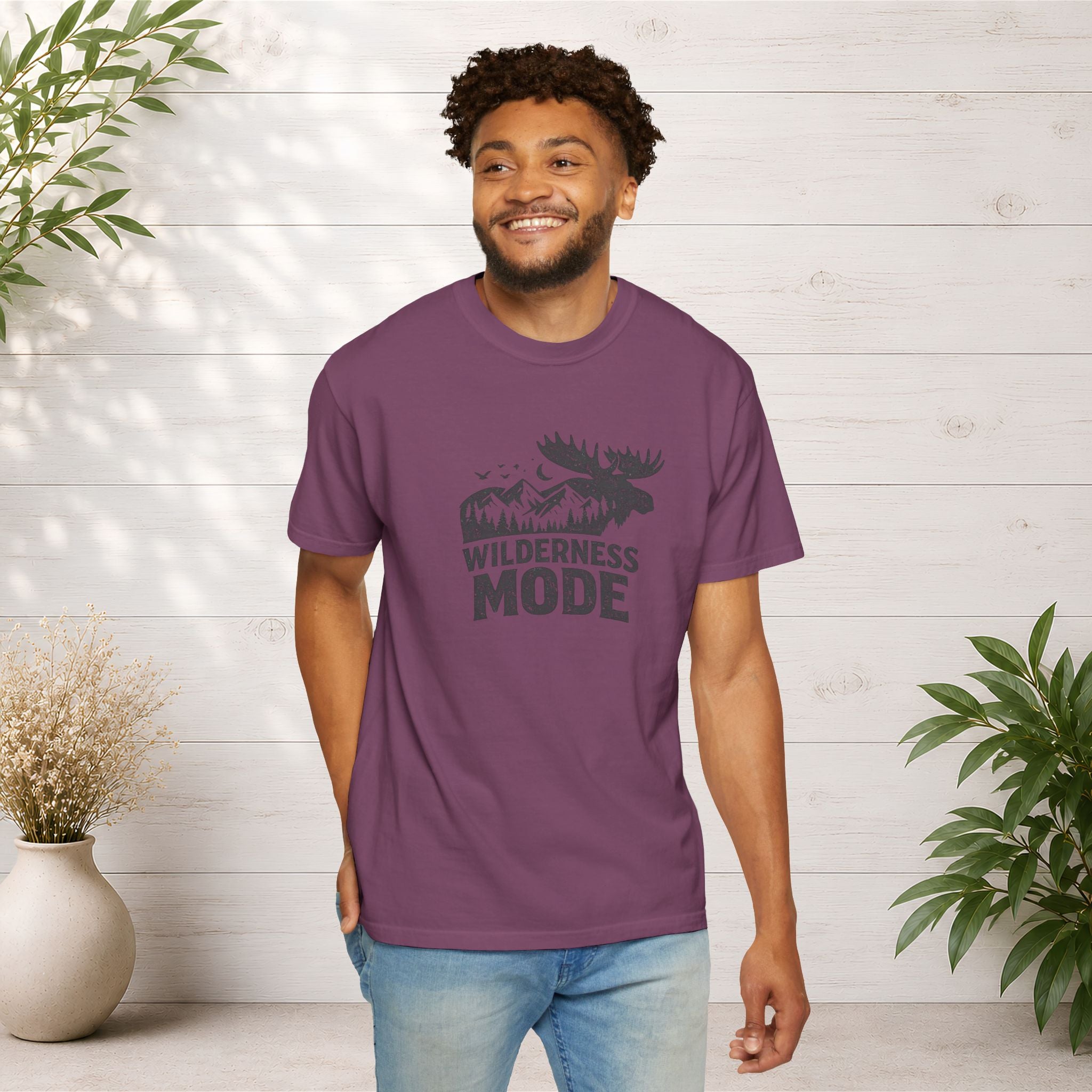 Wilderness Mode T-Shirt — Outdoor Moose Mountain Graphic Tee