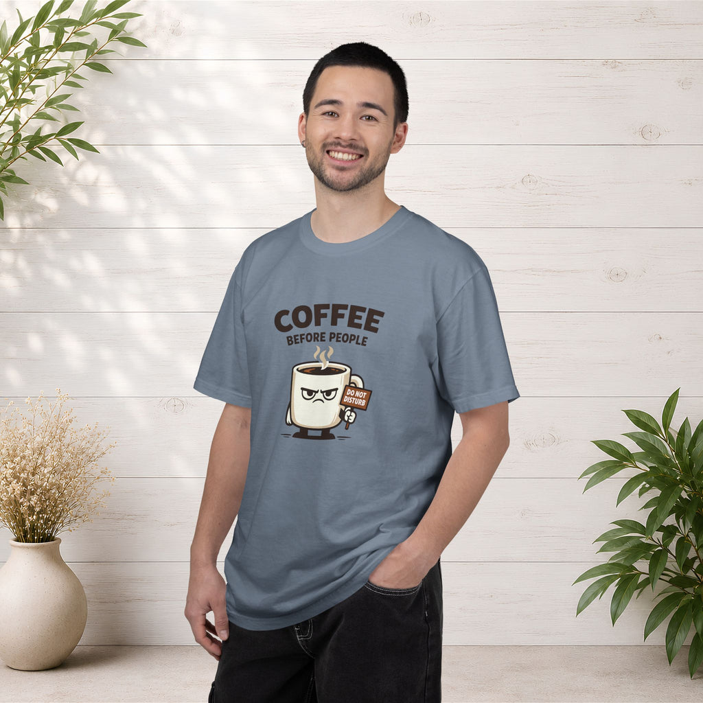 Coffee Before People T‑Shirt — Funny Morning Coffee Graphic Tee
