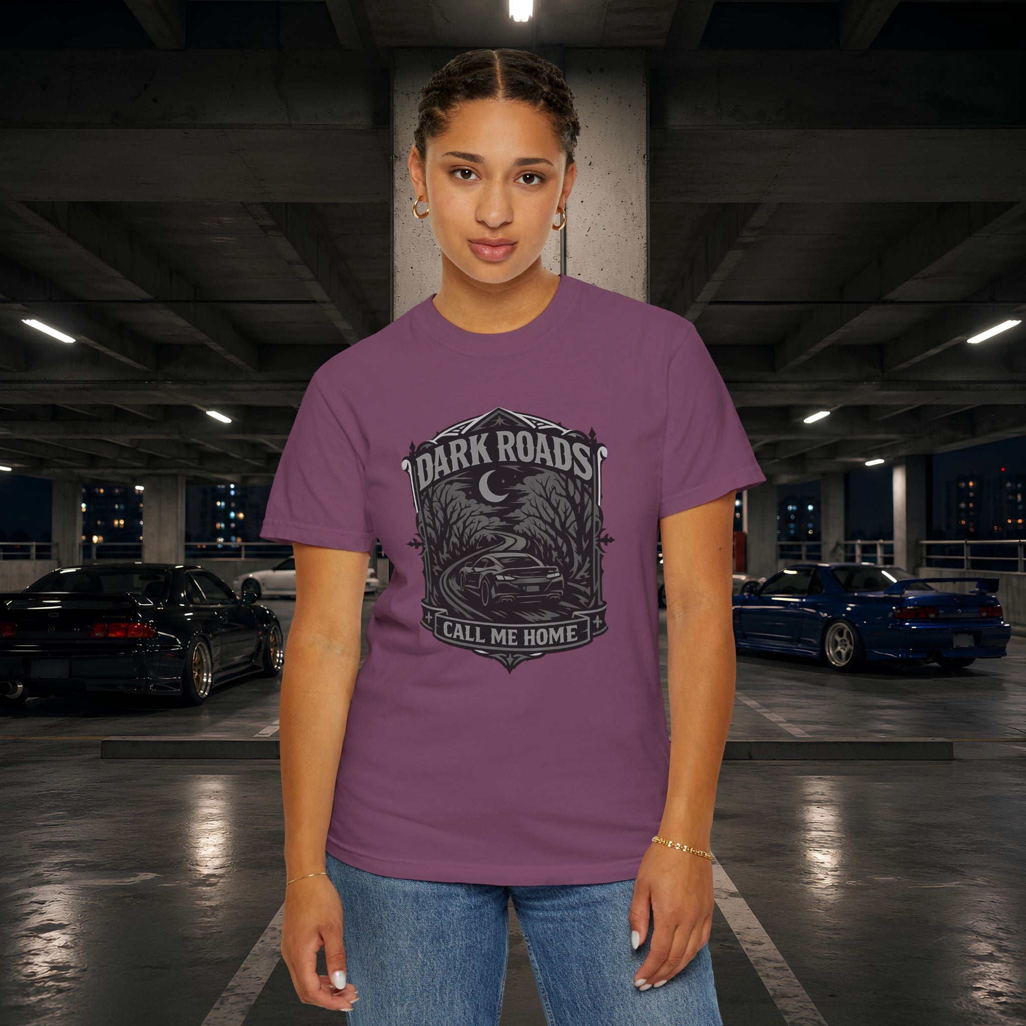 Dark Roads Call Me Home T-Shirt — Vintage Night Drive Graphic Tee