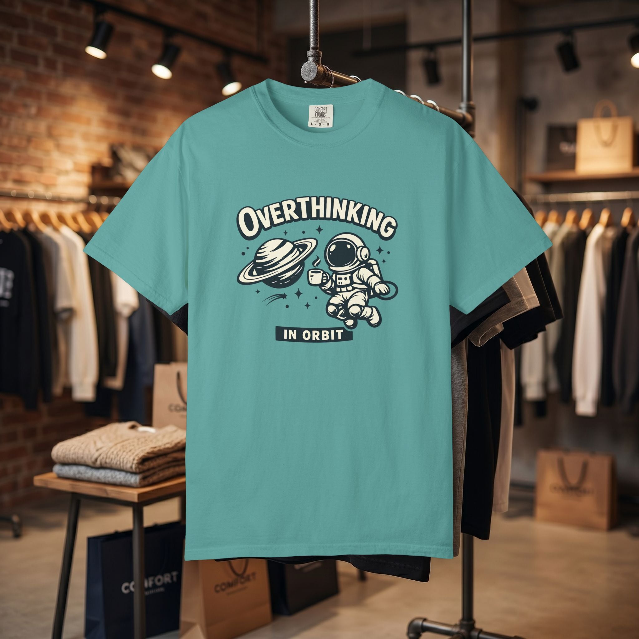 Overthinking In Orbit T-Shirt — Cute Astronaut Graphic Tee