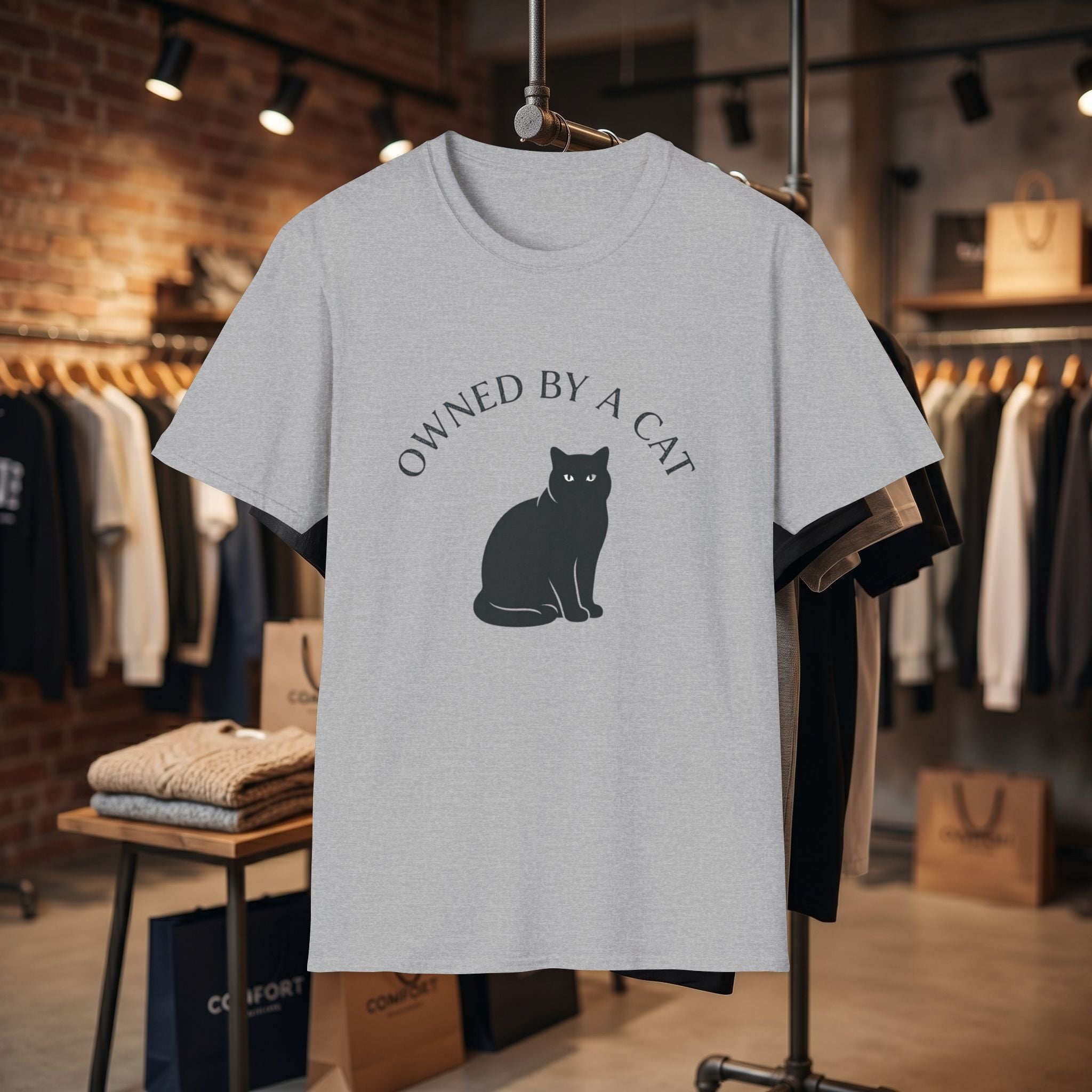 Owned By A Cat T-Shirt | Cat Silhouette Tee, Cat Lover Shirt