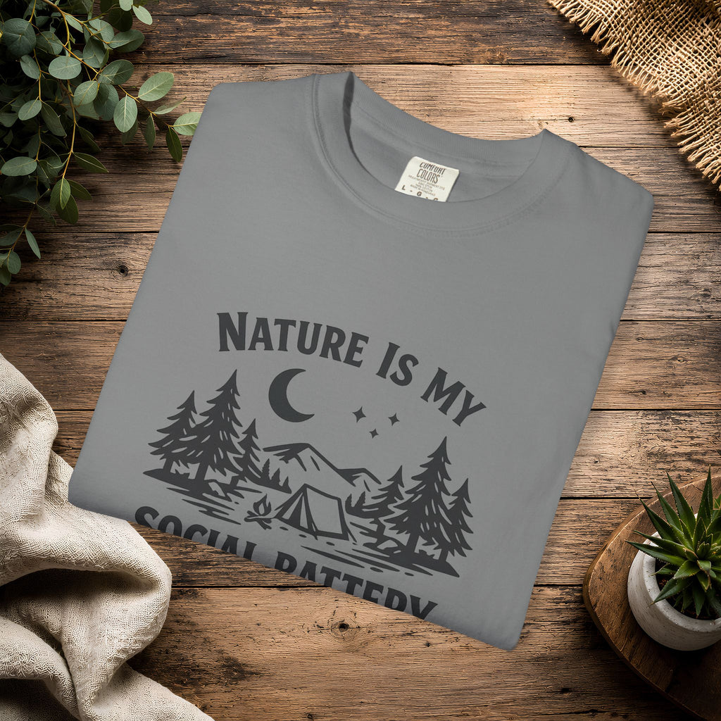 Nature Is My Social Battery T-Shirt — Outdoor Enthusiast Graphic Tee