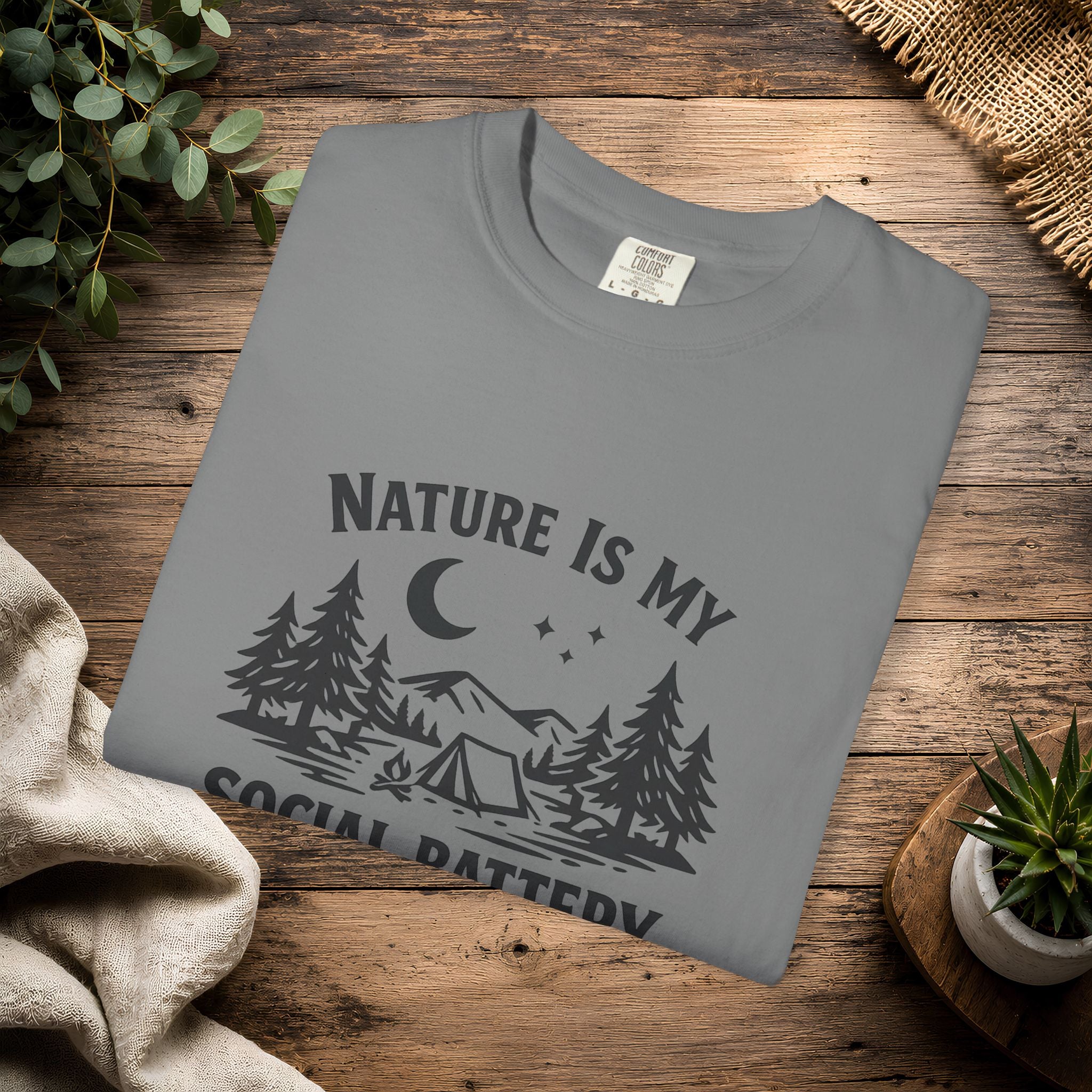 Nature Is My Social Battery T-Shirt — Outdoor Enthusiast Graphic Tee