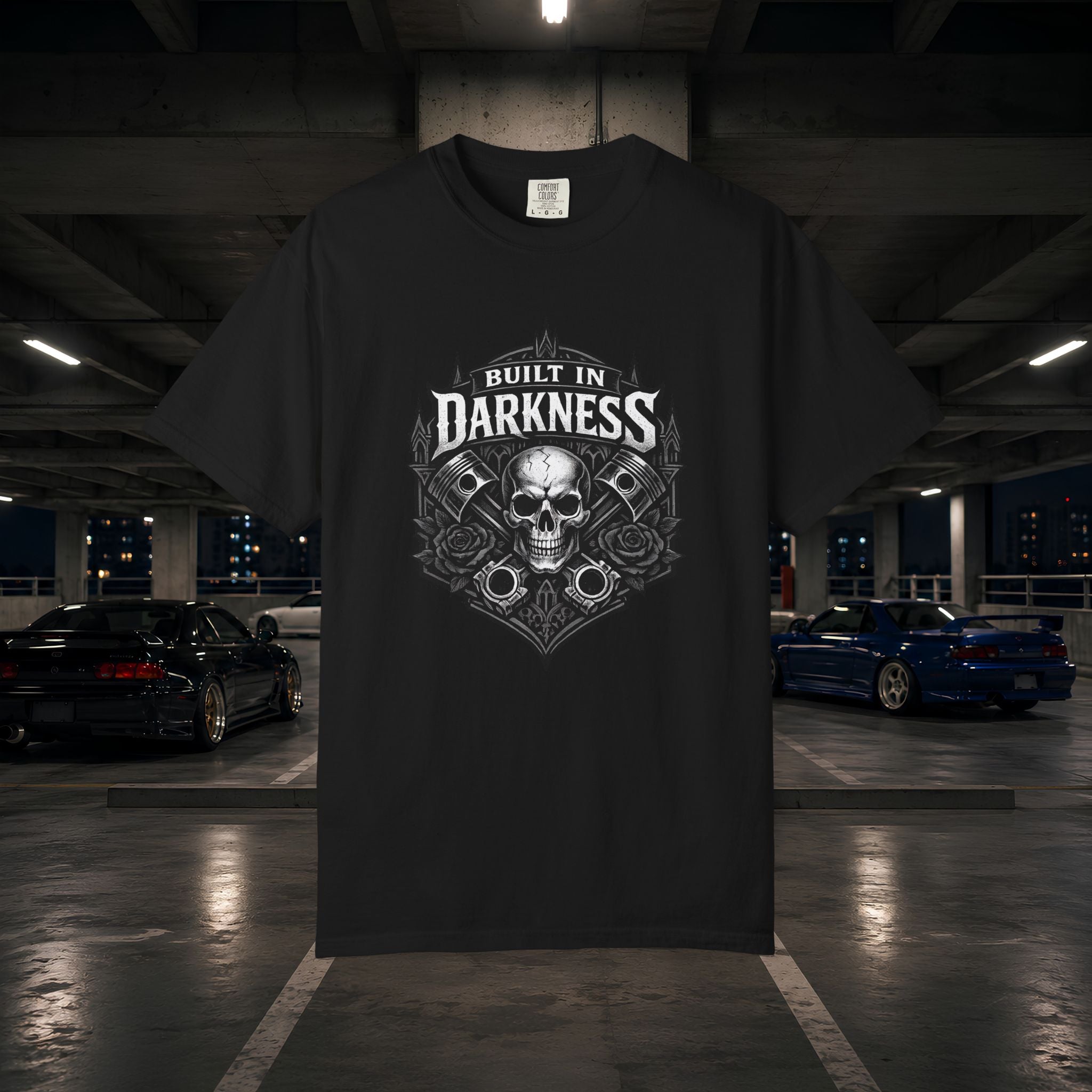 Built in Darkness Skull & Pistons T-Shirt