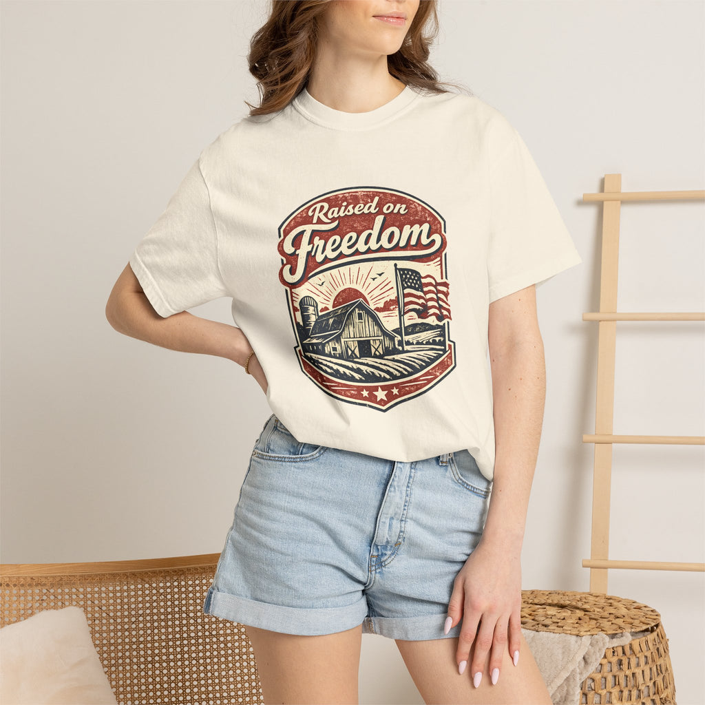 Raised on Freedom T-Shirt — Vintage American Flag Graphic Tee