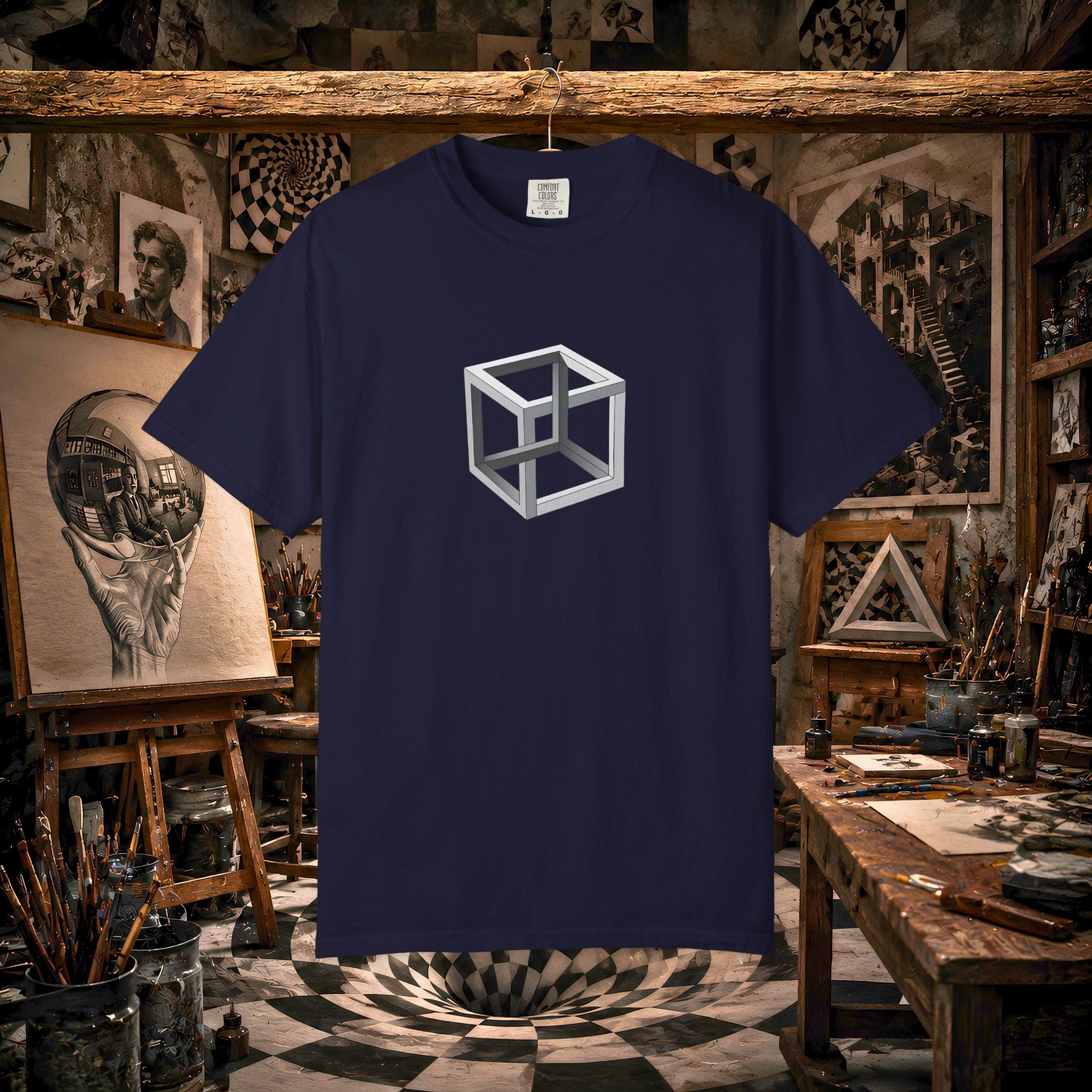 Optical Illusion Cube Depth T-Shirt
