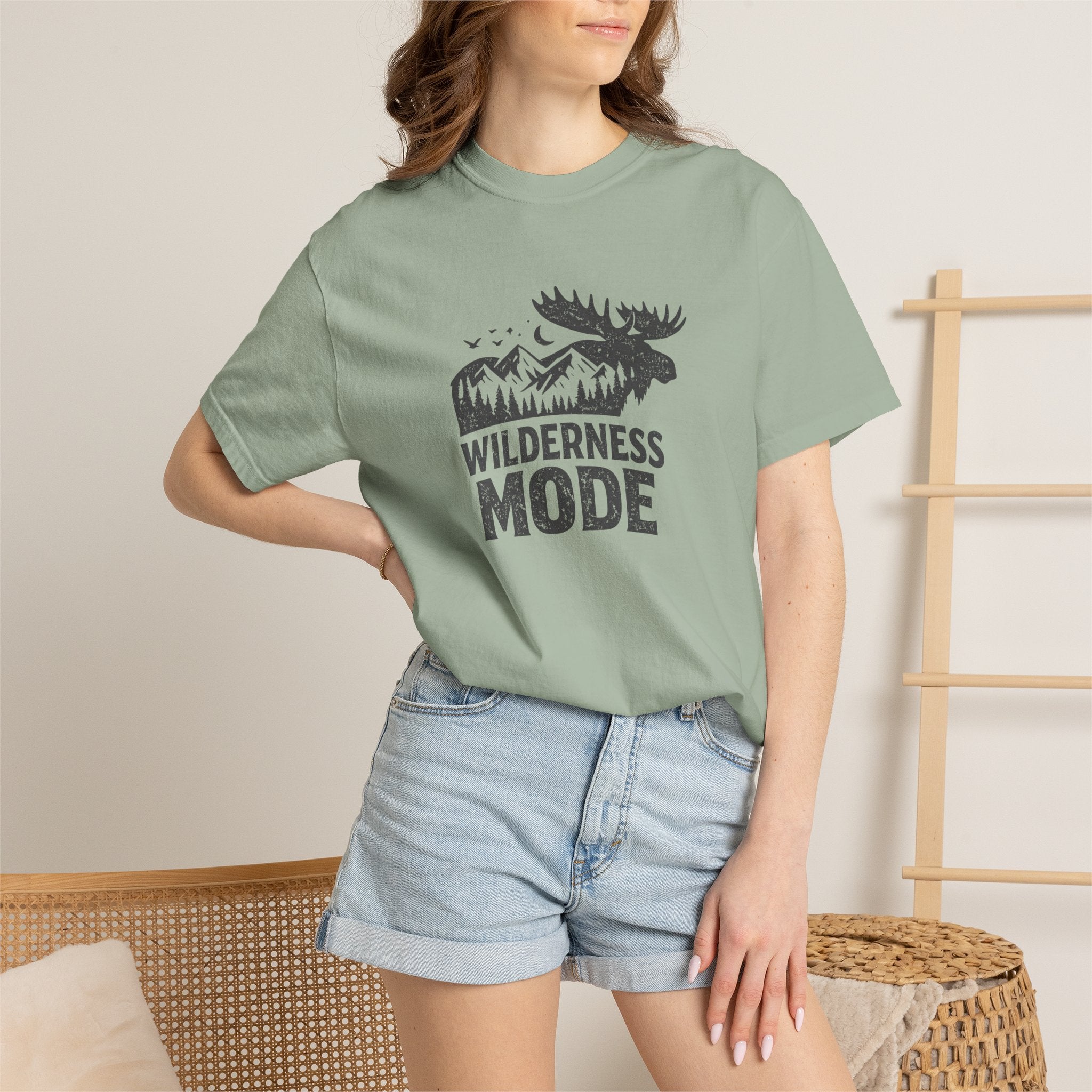 Wilderness Mode T-Shirt — Outdoor Moose Mountain Graphic Tee